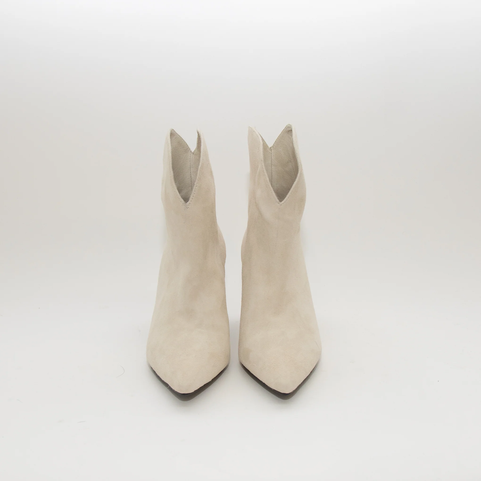 Sofie Schnoor Cream Suede Pointy Ankle Boots - Image 2