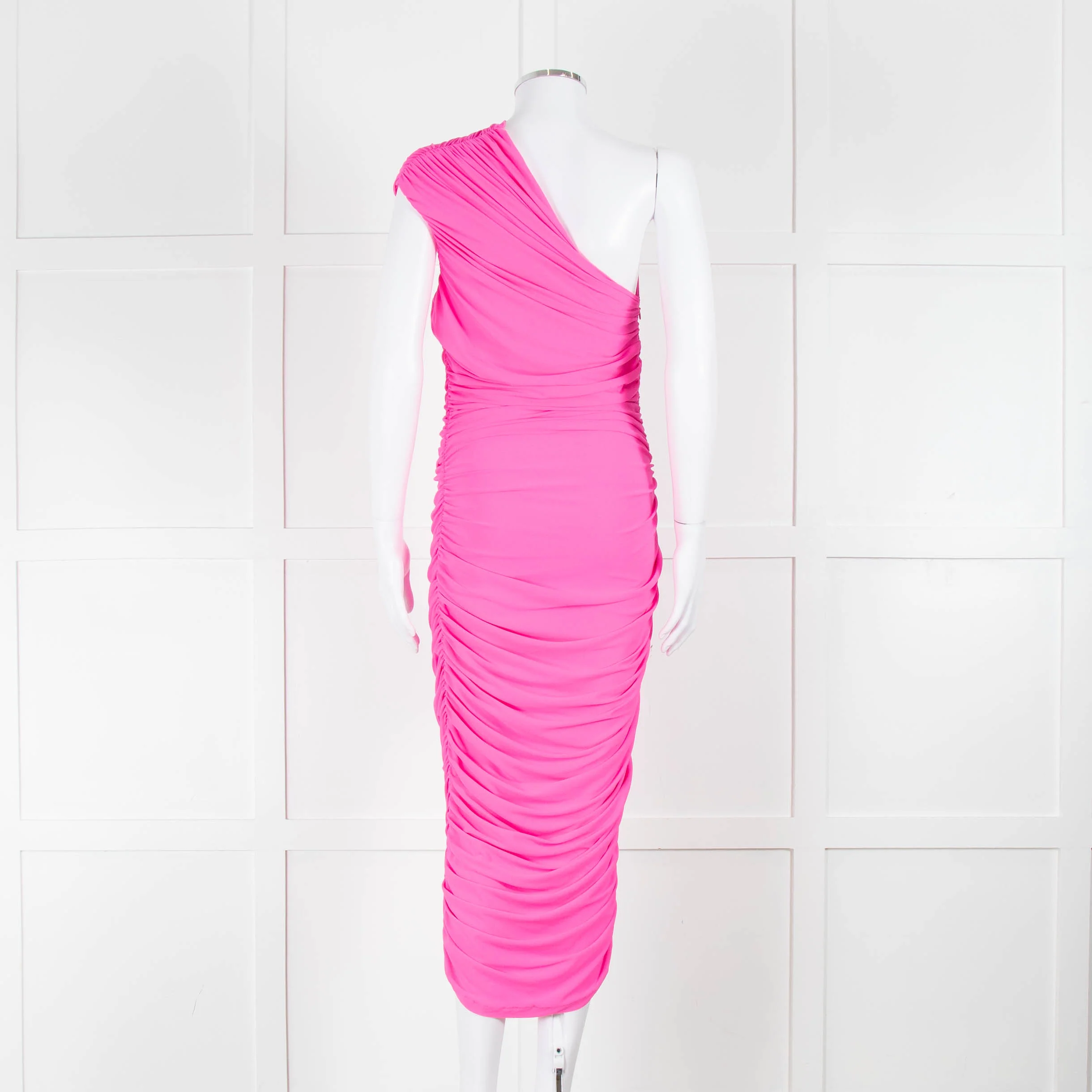 Solace London Neon Pink Stretch One Shoulder Dress - Image 5