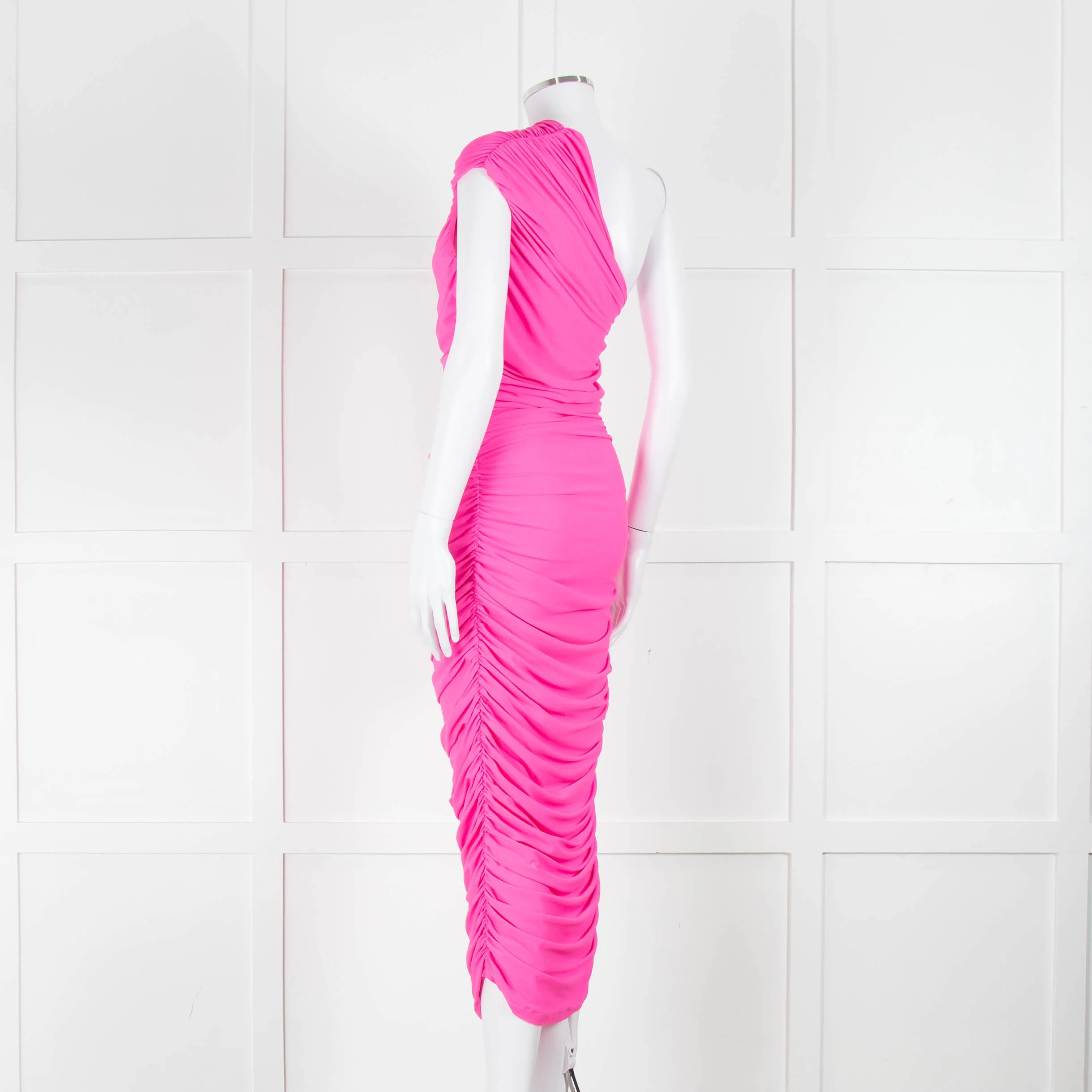 Solace London Neon Pink Stretch One Shoulder Dress - Image 6