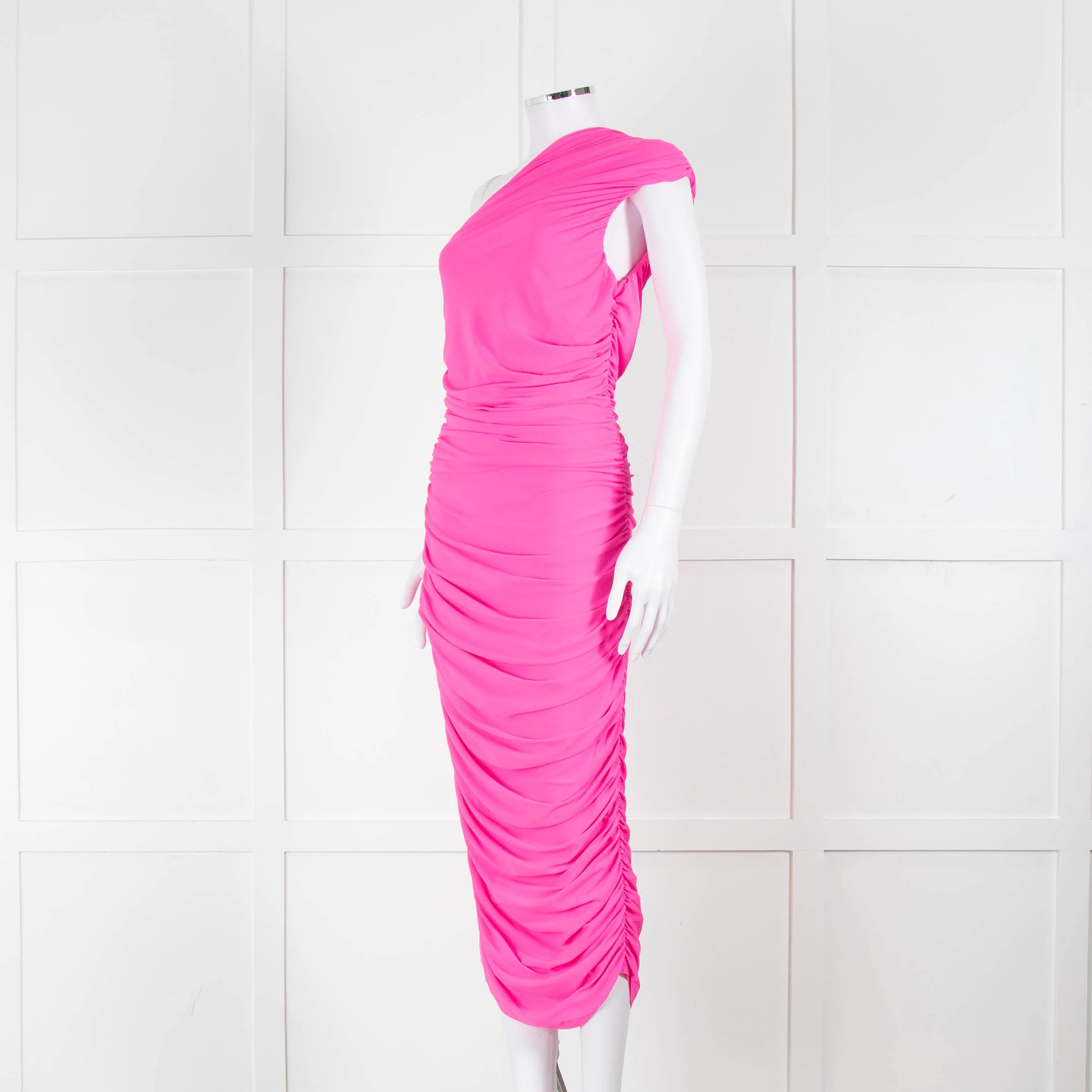 Solace London Neon Pink Stretch One Shoulder Dress - Image 8