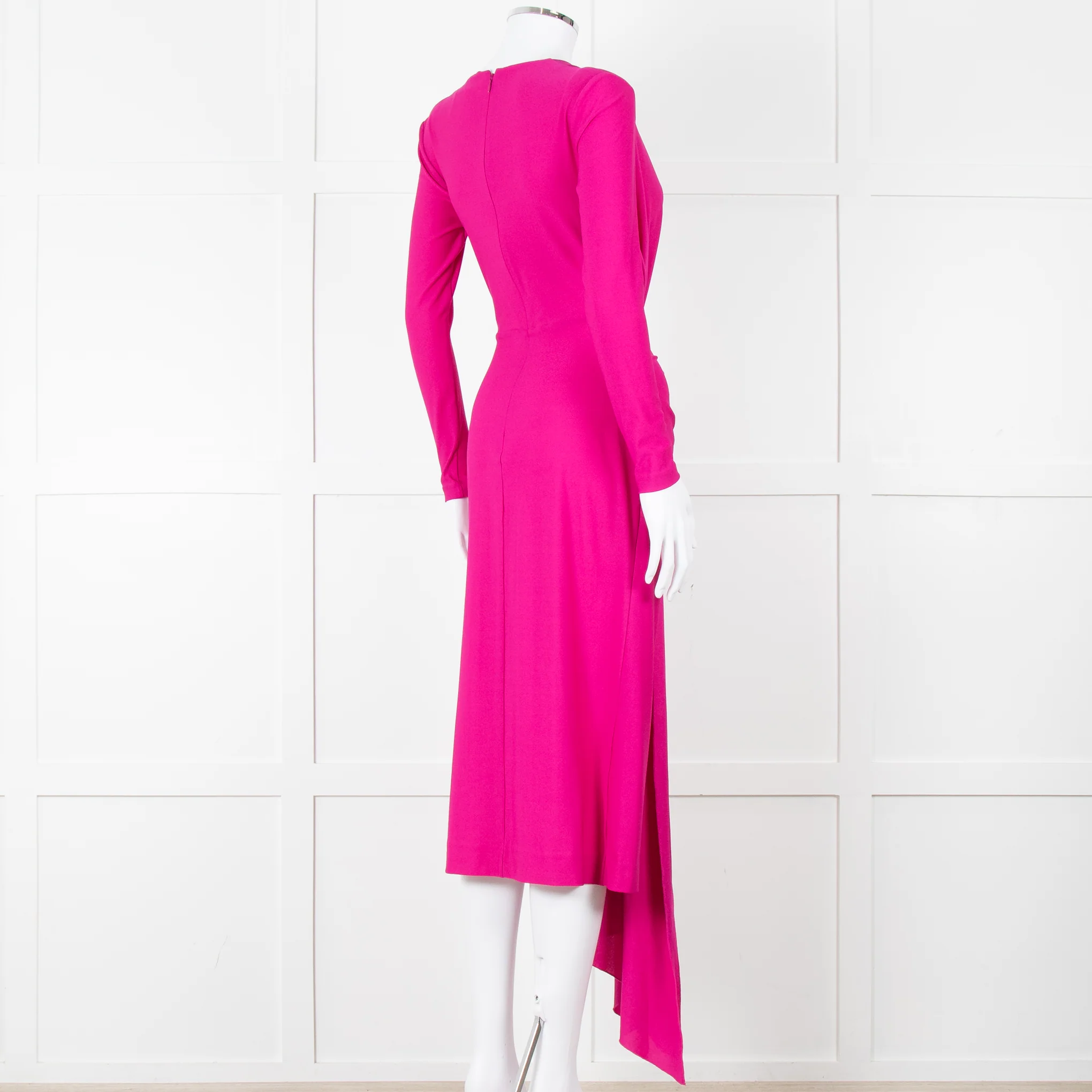 Solace London Purple Long Sleeve Plunge Neck Dress with Tie - Image 4