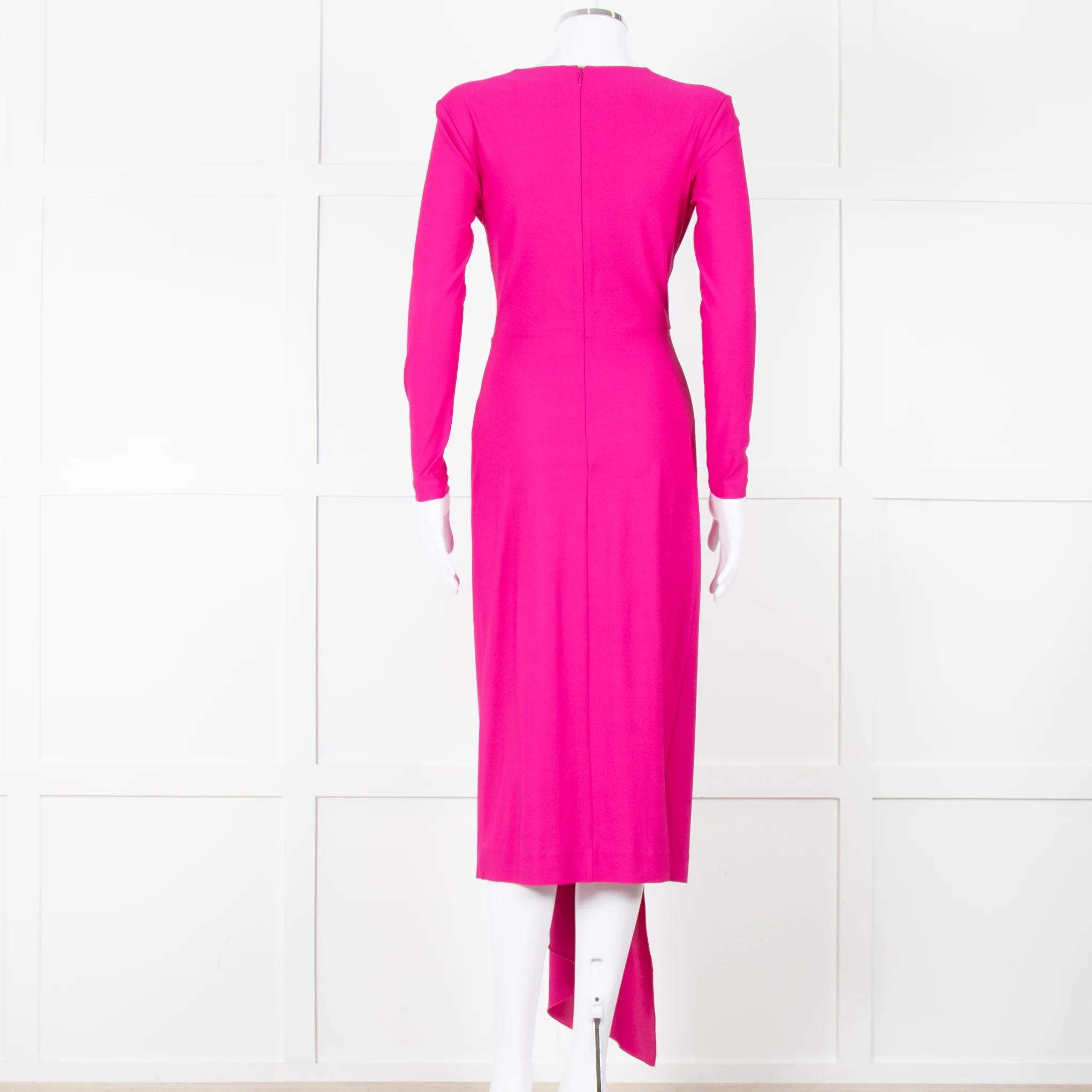 Solace London Purple Long Sleeve Plunge Neck Dress with Tie - Image 5