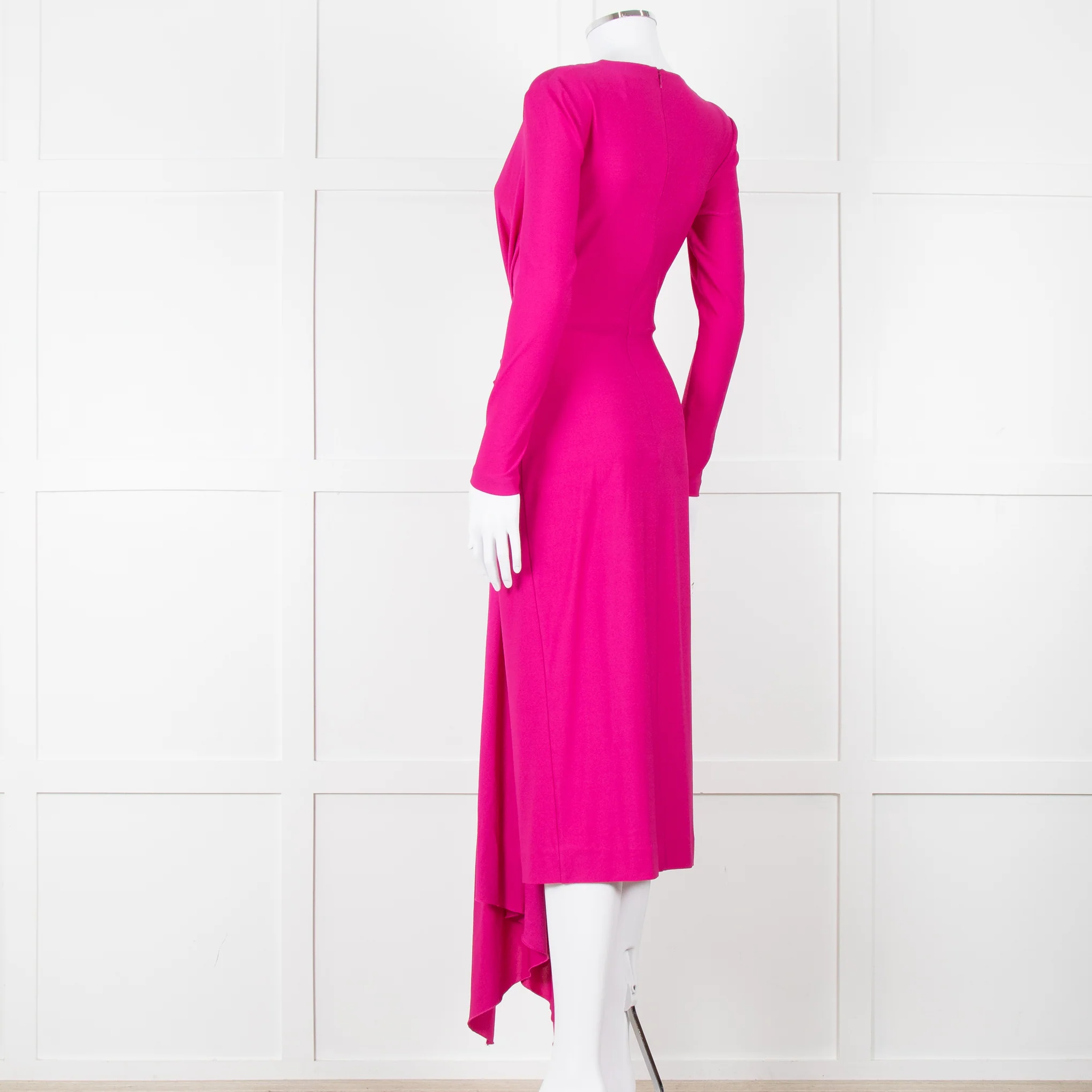 Solace London Purple Long Sleeve Plunge Neck Dress with Tie - Image 6