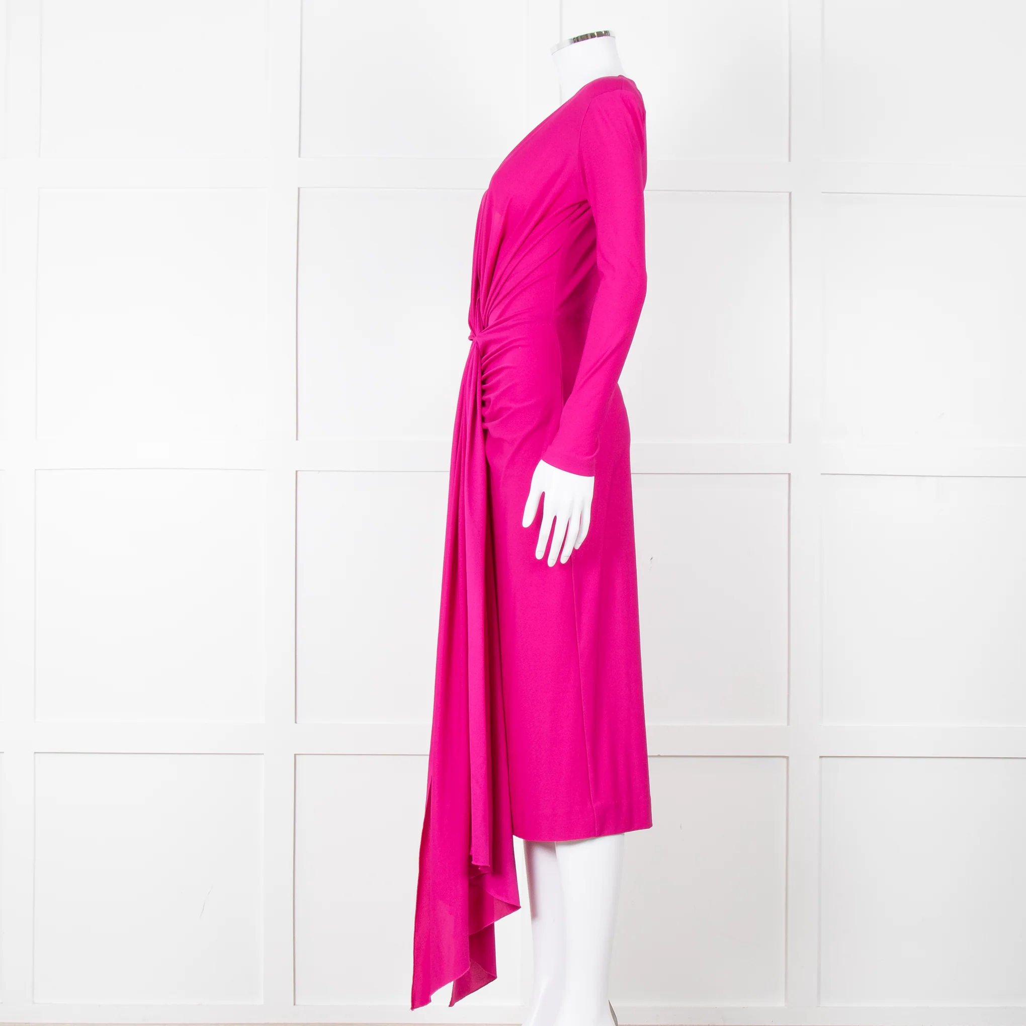 Solace London Purple Long Sleeve Plunge Neck Dress with Tie - Image 7