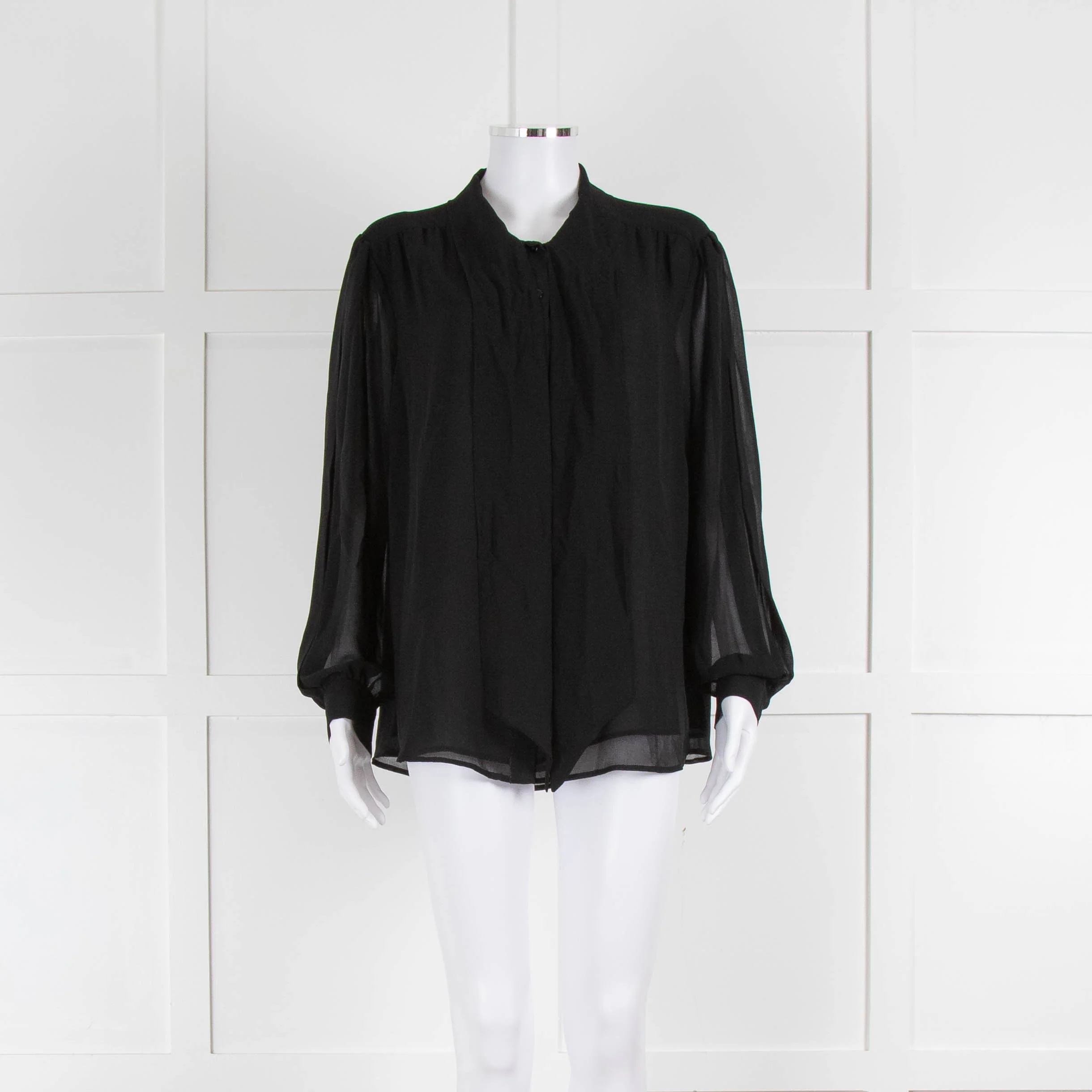 Somerset by Alice Temperley Black Tie Neck Blouse