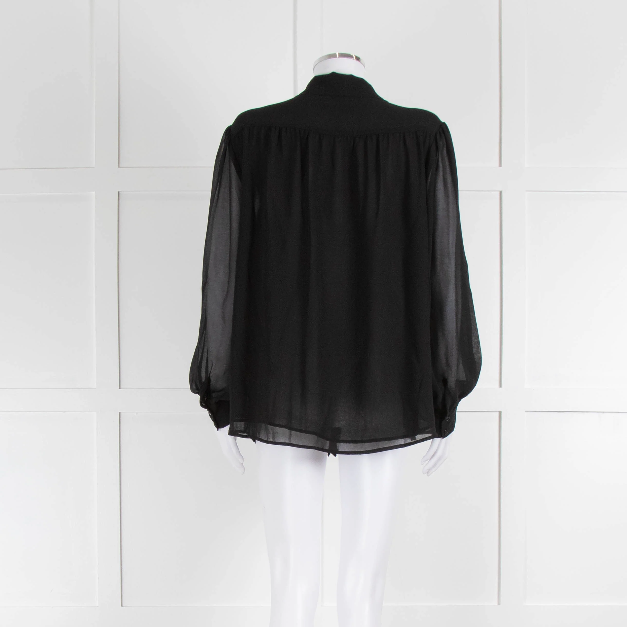 Somerset by Alice Temperley Black Tie Neck Blouse - Image 3