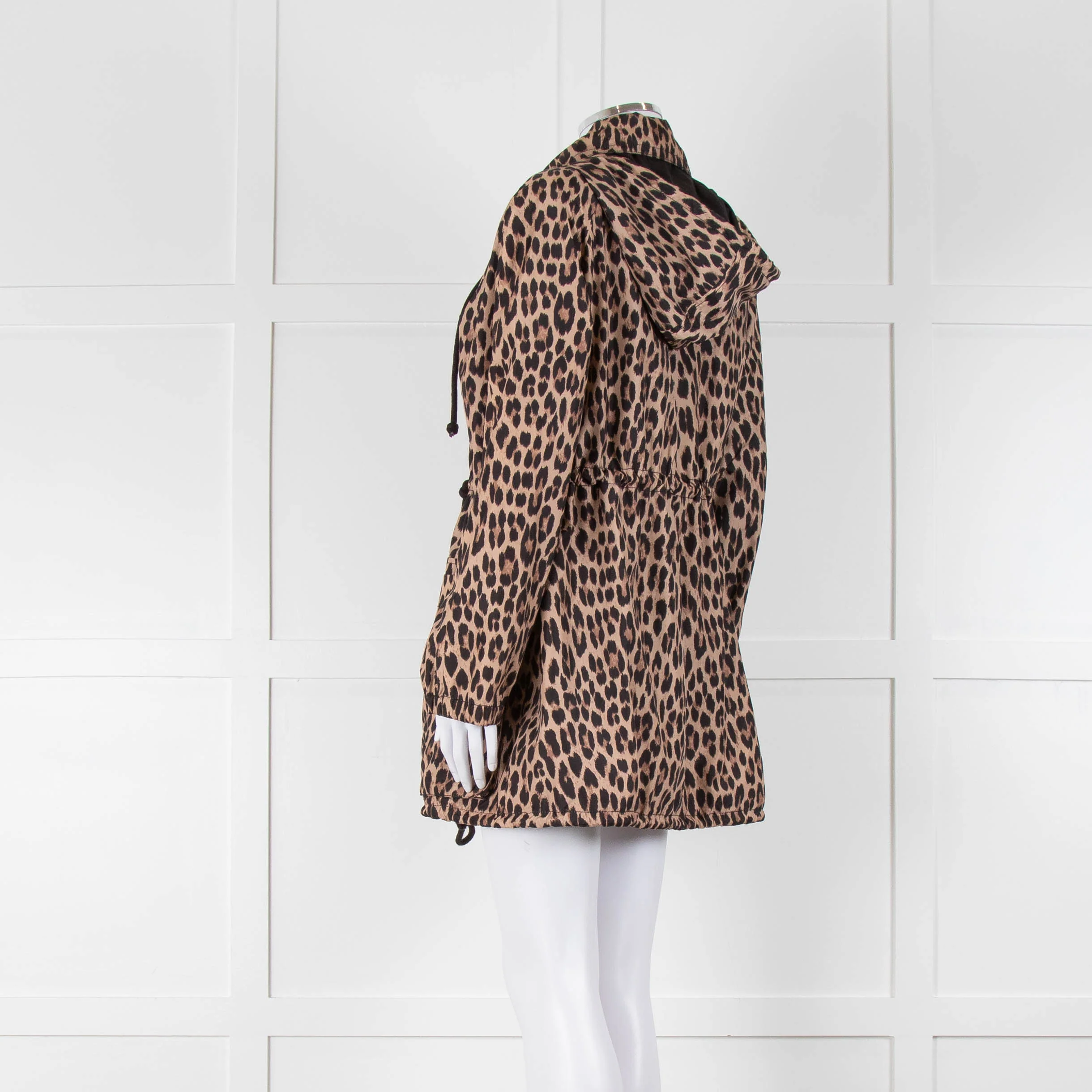 Sonia Rykiel Beige Black Leopard Print Hooded Jacket - Image 6