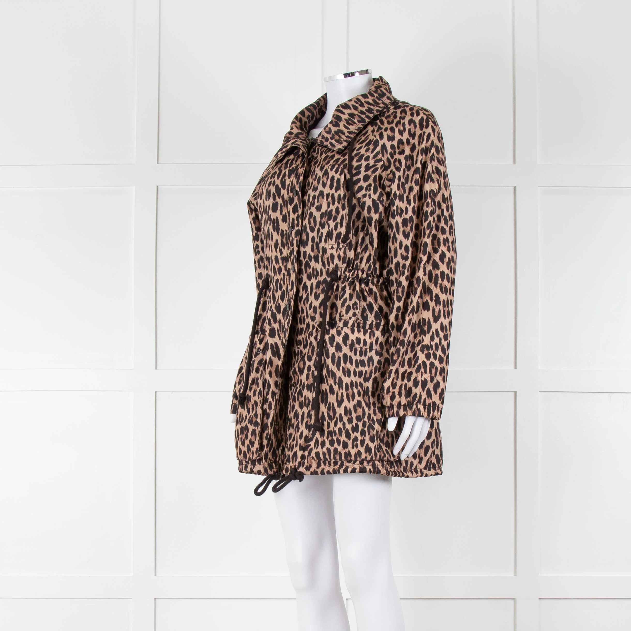 Sonia Rykiel Beige Black Leopard Print Hooded Jacket - Image 8