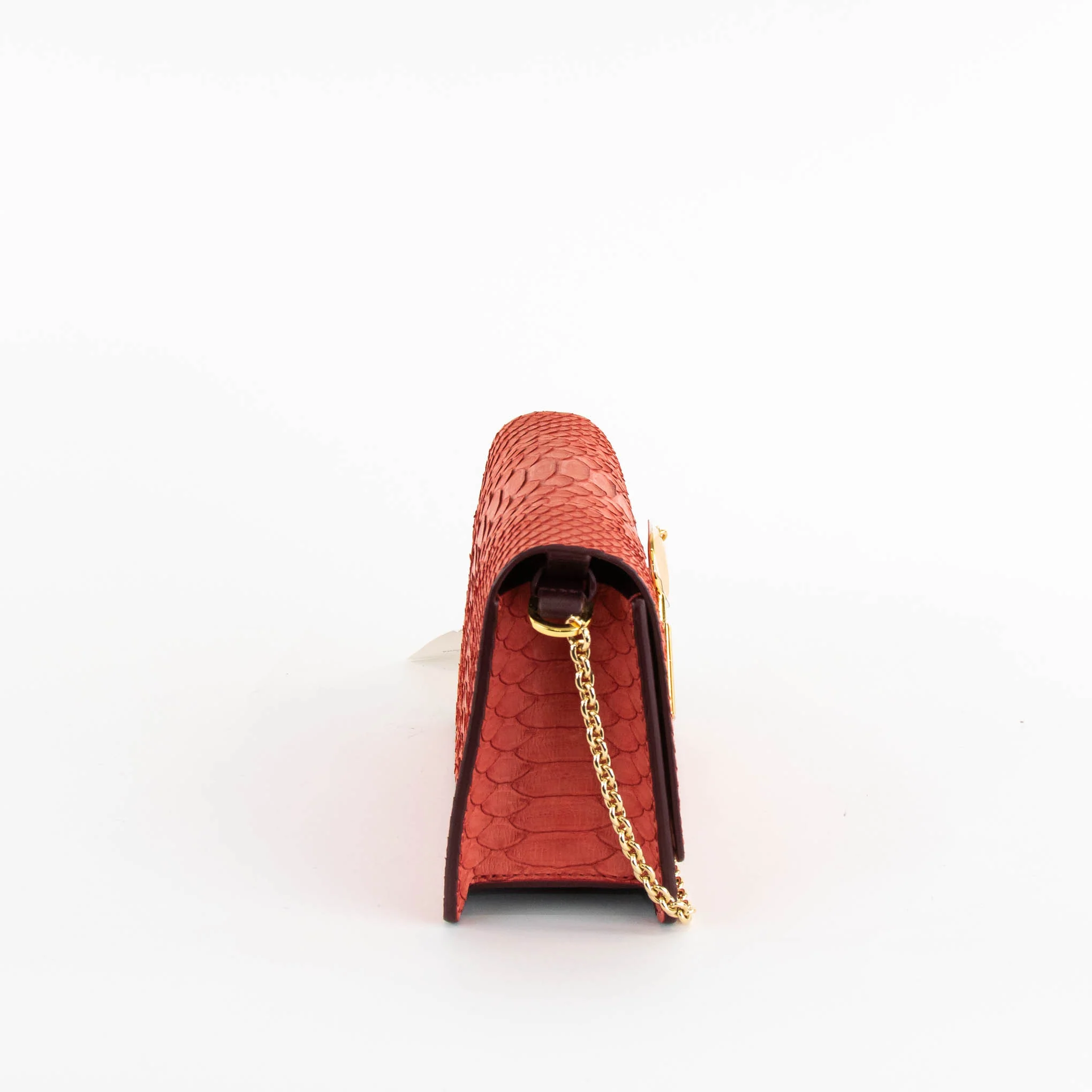 Sophie Hulme Coral Orange Snake Skin Cocktail Stirrer Bag - Image 3