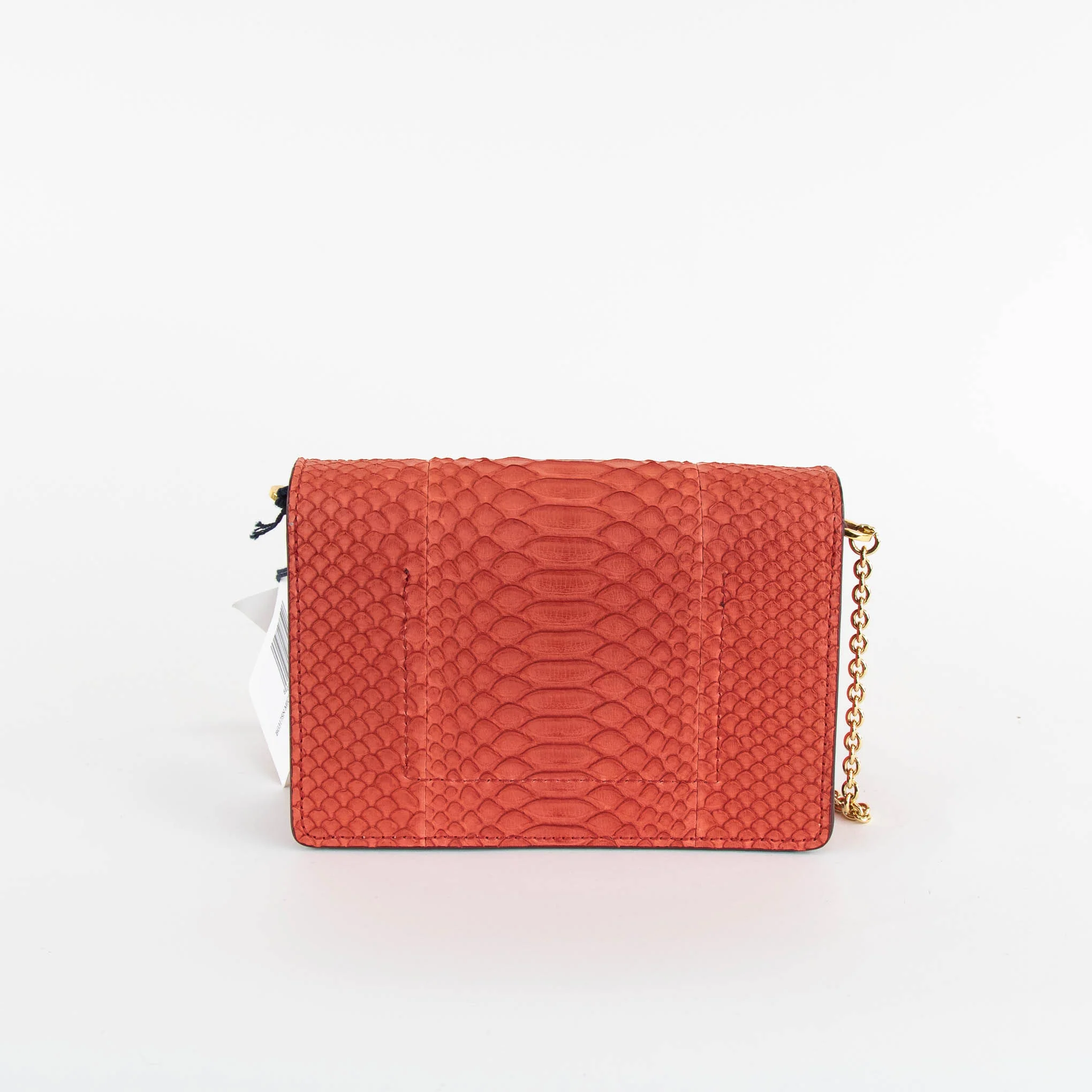 Sophie Hulme Coral Orange Snake Skin Cocktail Stirrer Bag - Image 4