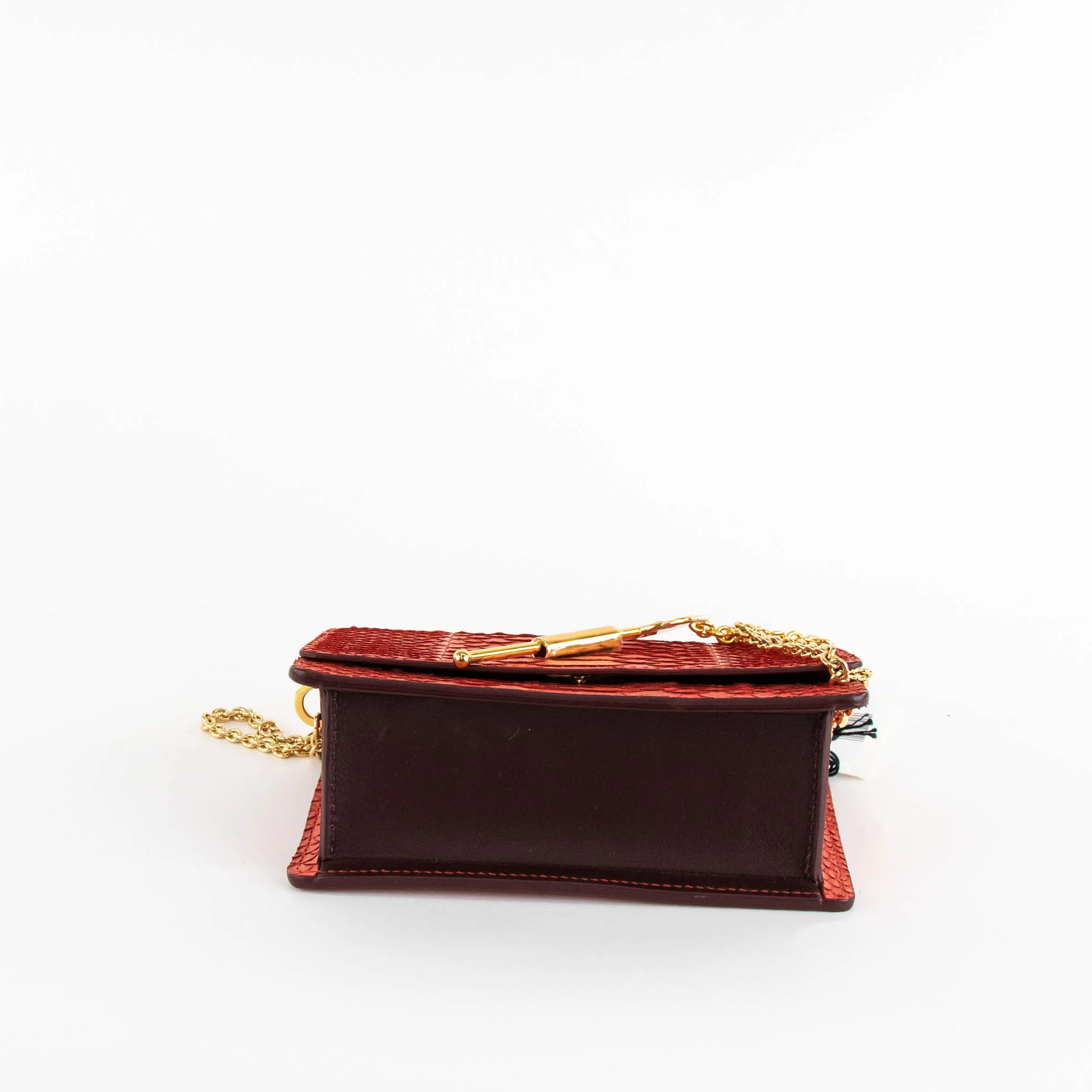 Sophie Hulme Coral Orange Snake Skin Cocktail Stirrer Bag - Image 5