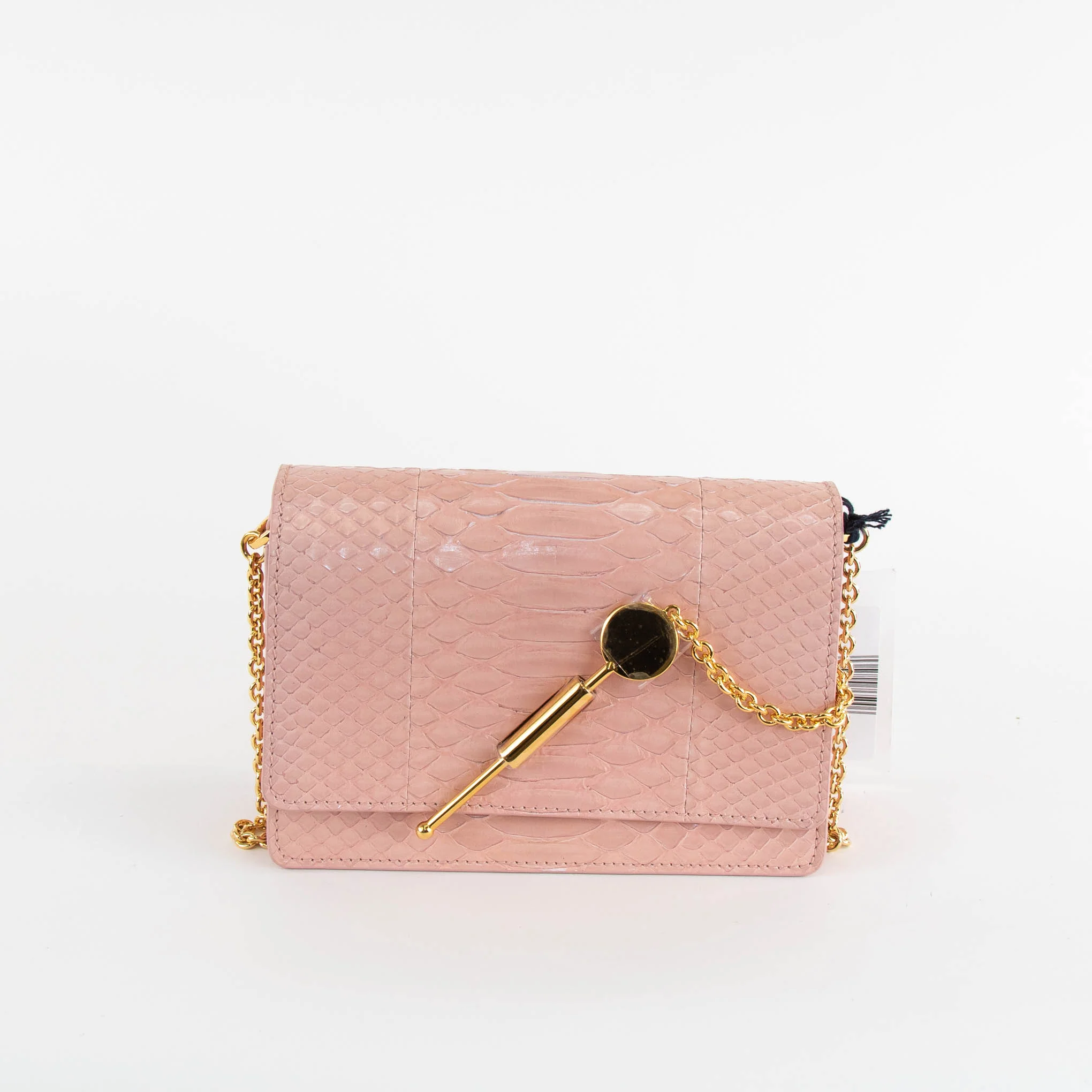 Sophie Hulme Pale Pink Snake Skin Cocktail Stirrer Bag