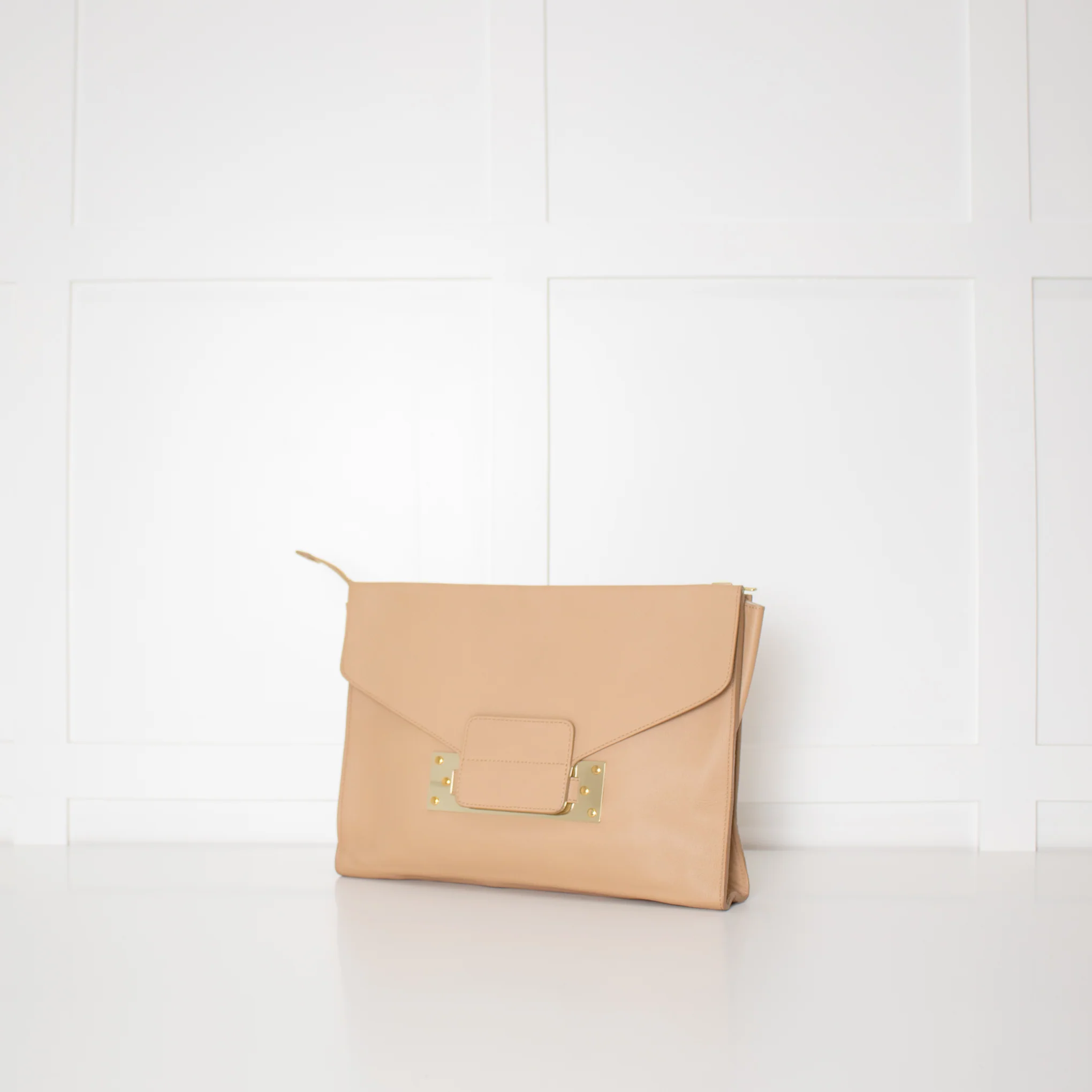Sophie Hulme Tan Envelope Leather Hand Bag - Image 2