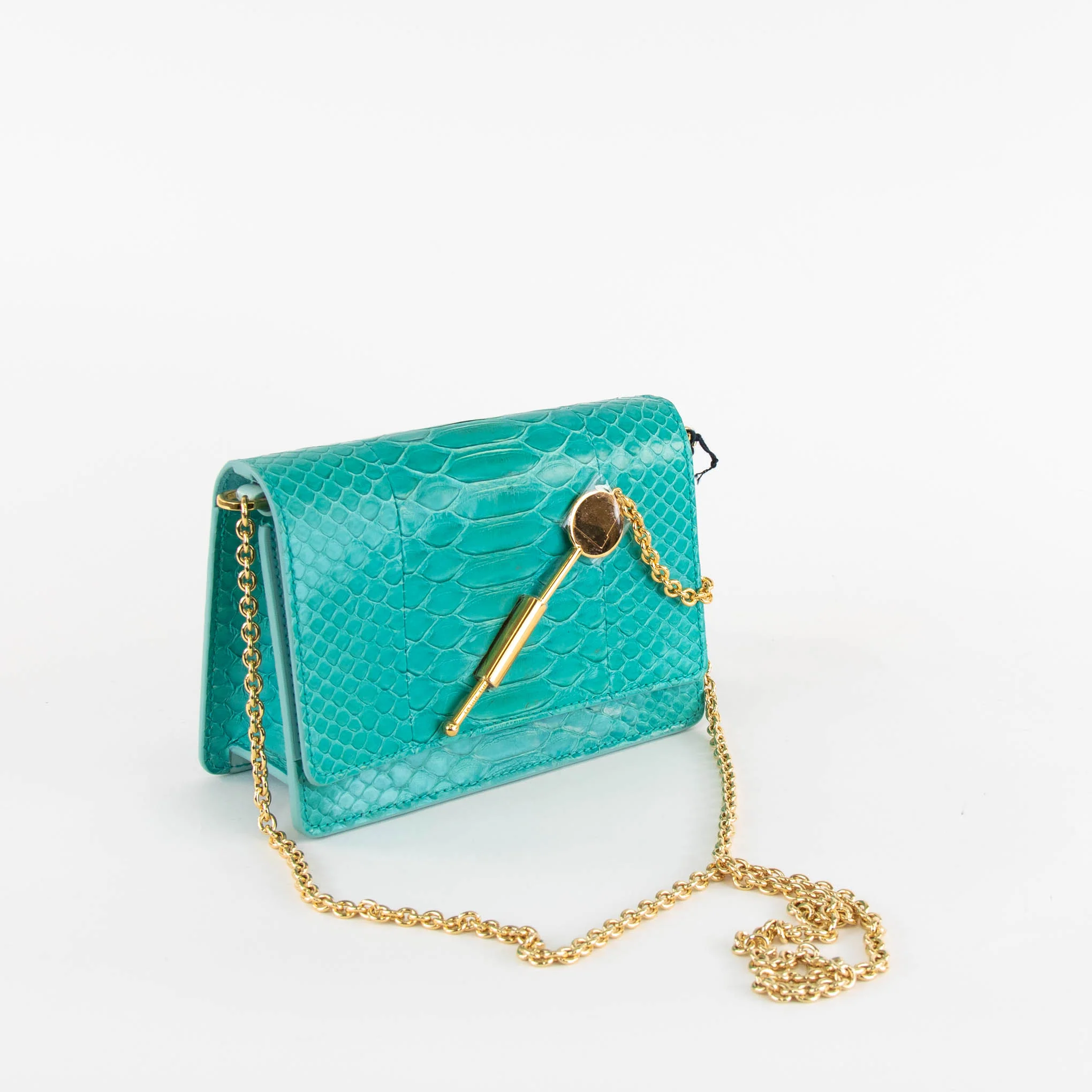 Sophie Hulme Turquoise Snake Skin Cocktail Stirrer Bag - Image 2