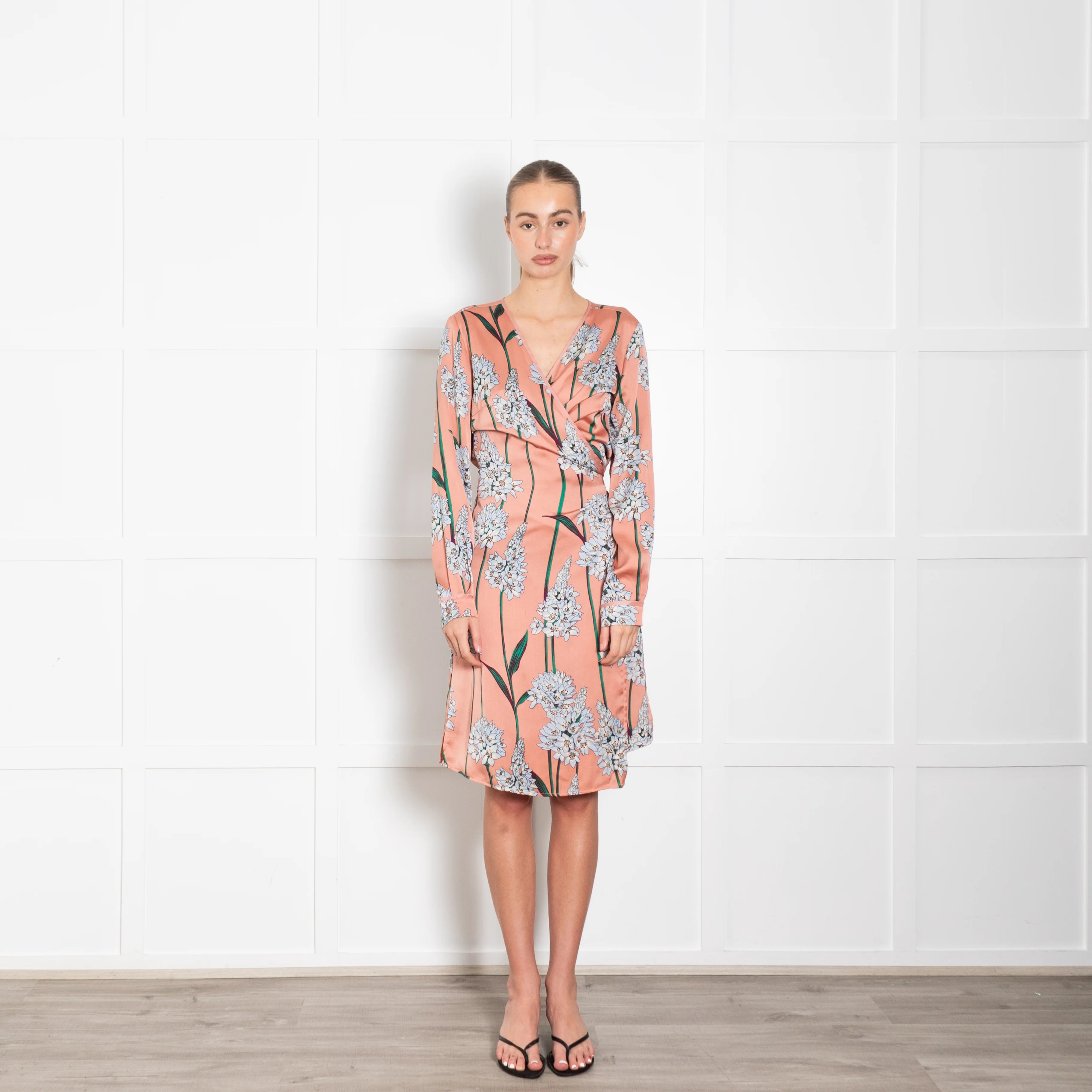 Sophie Schnoor Pale Pink And Blue Flowers Wrap Dress