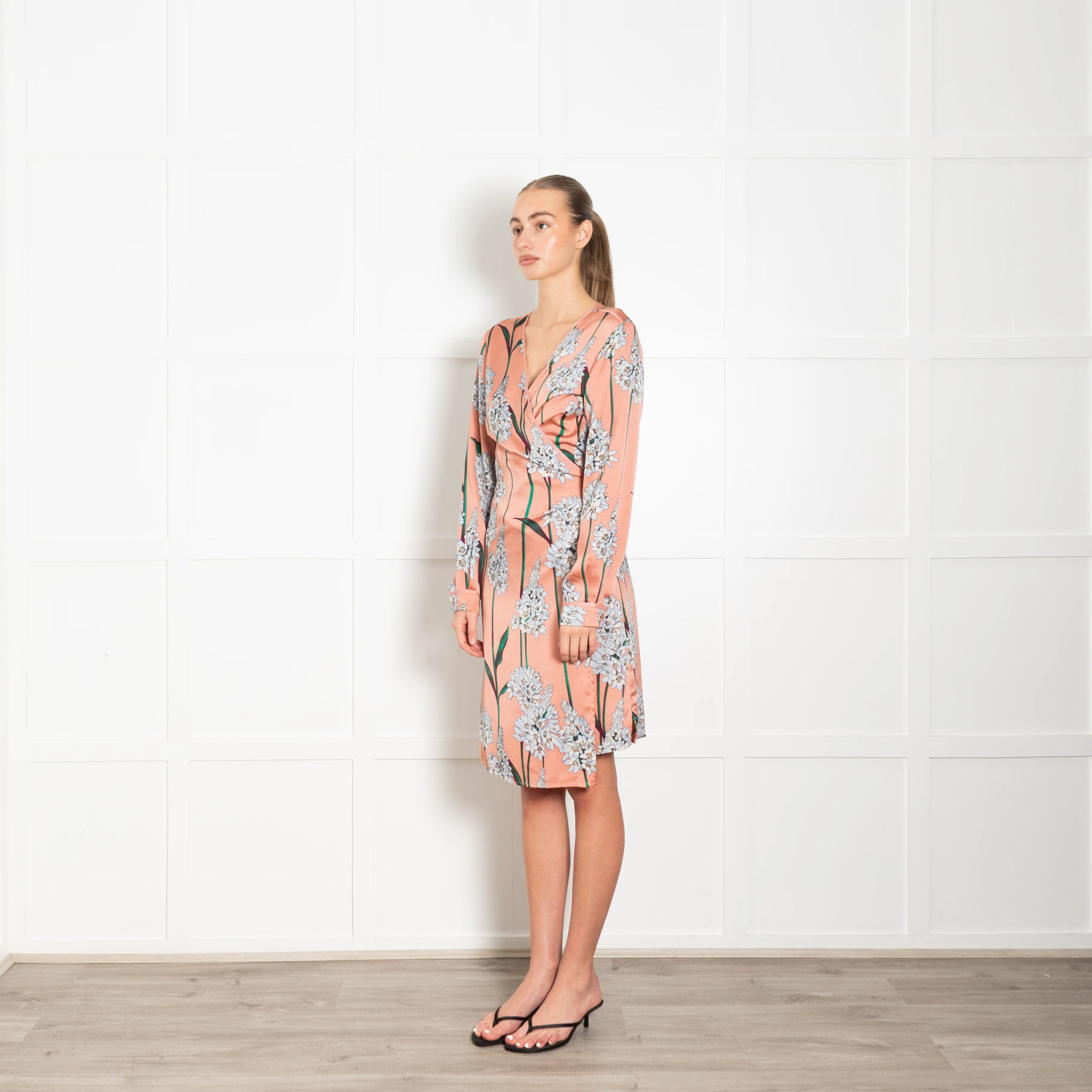 Sophie Schnoor Pale Pink And Blue Flowers Wrap Dress - Image 3