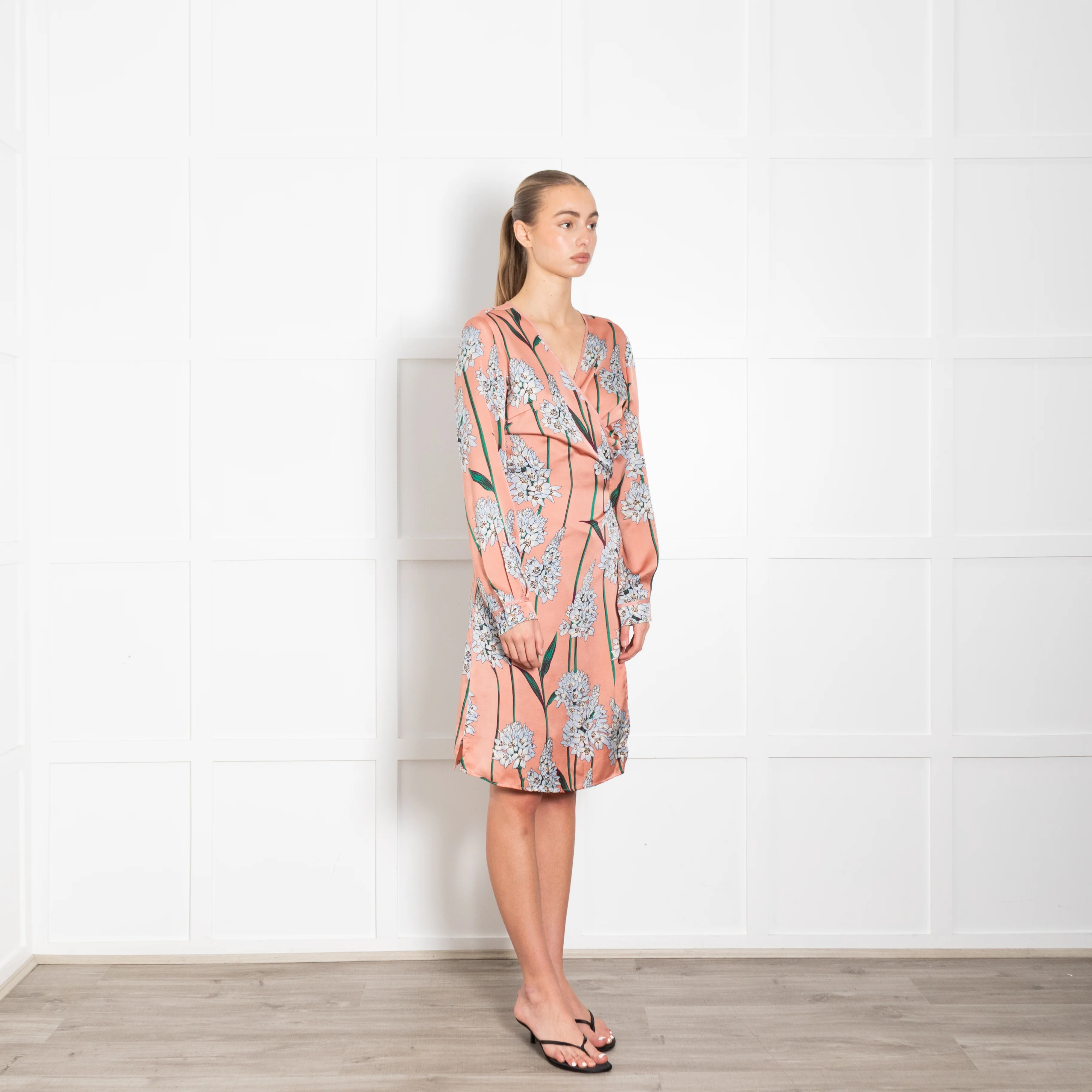 Sophie Schnoor Pale Pink And Blue Flowers Wrap Dress - Image 7