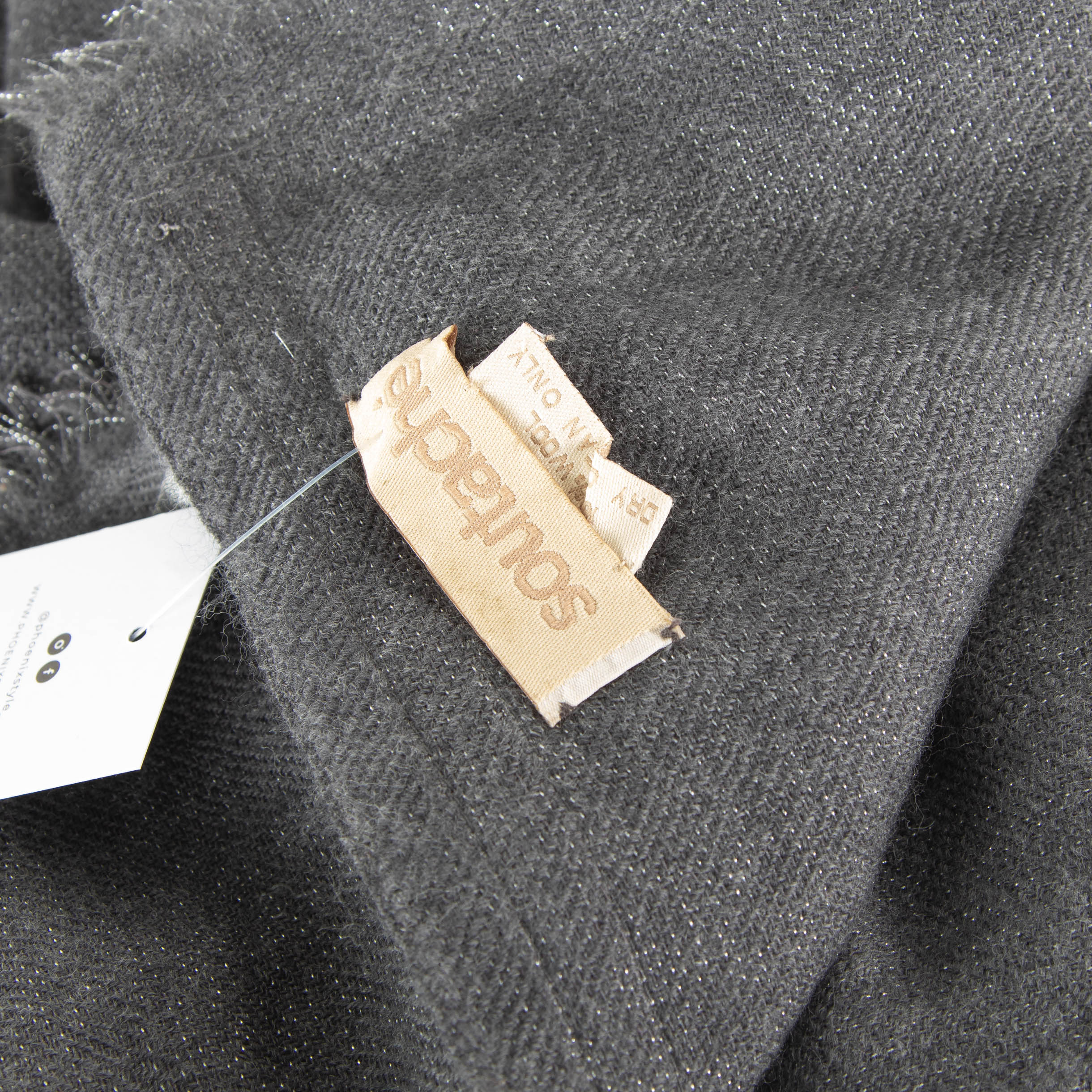 Soutache Grey Wool Scarf with Lurex Threads - Image 3