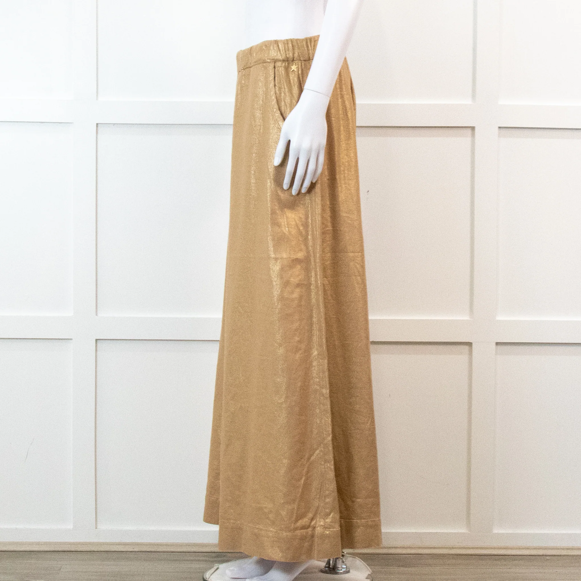 Souvenir Beige Linen Trousers with Gold Shimmer - Image 7