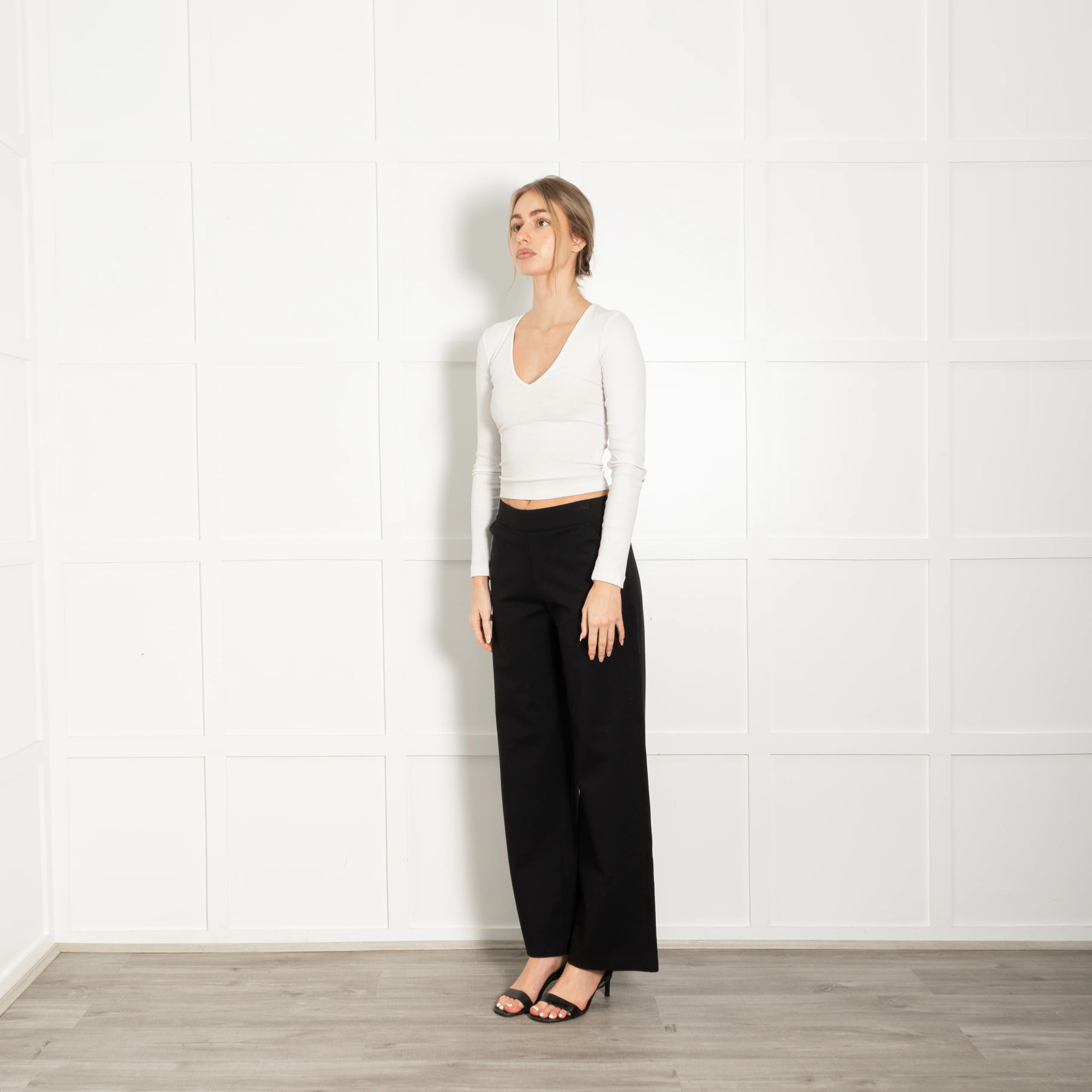 Spanx Flared Black Elasticated Waist Trousers - Image 3