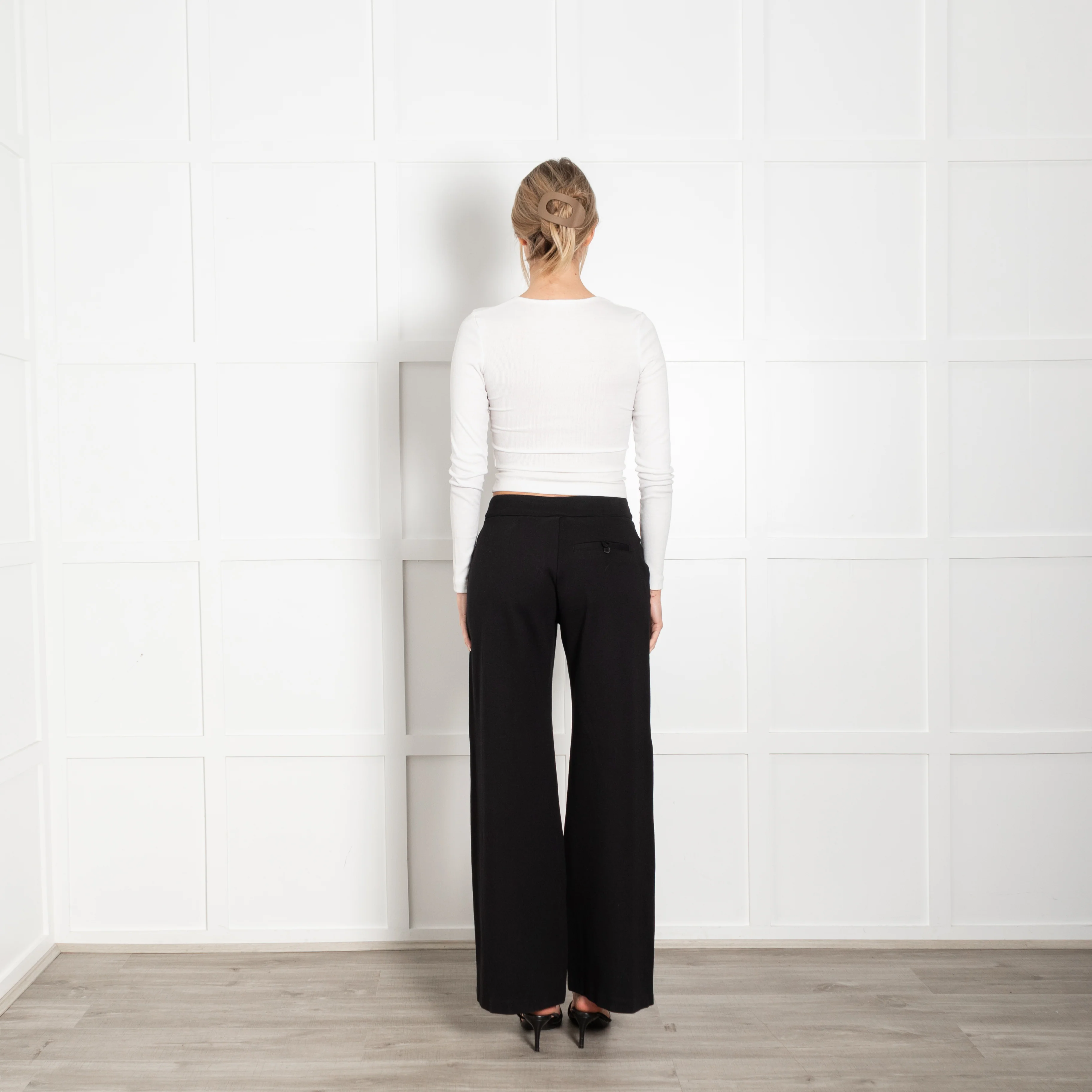 Spanx Flared Black Elasticated Waist Trousers - Image 5