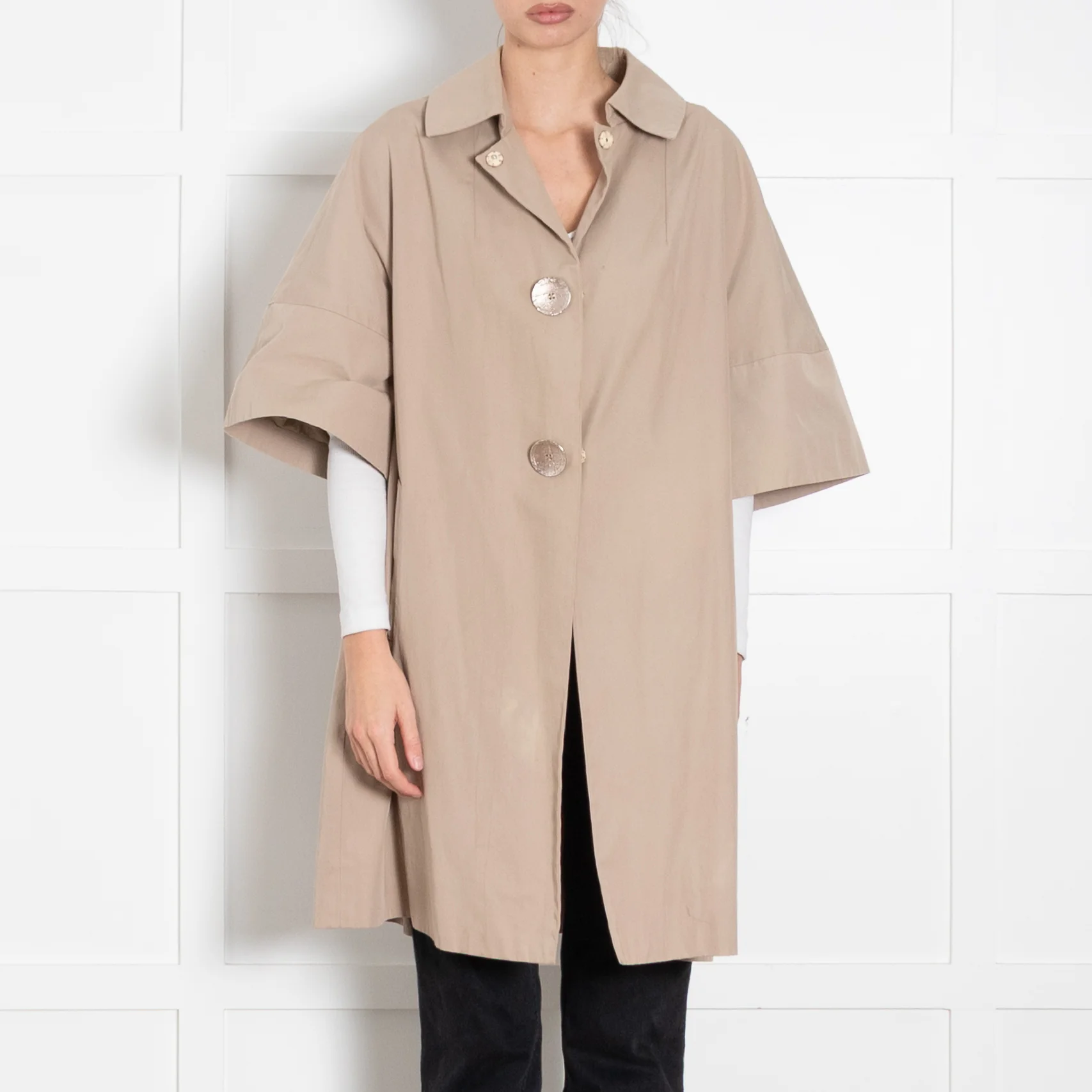 Sportmax Beige Trench Coat With Short Sleeves - Image 2