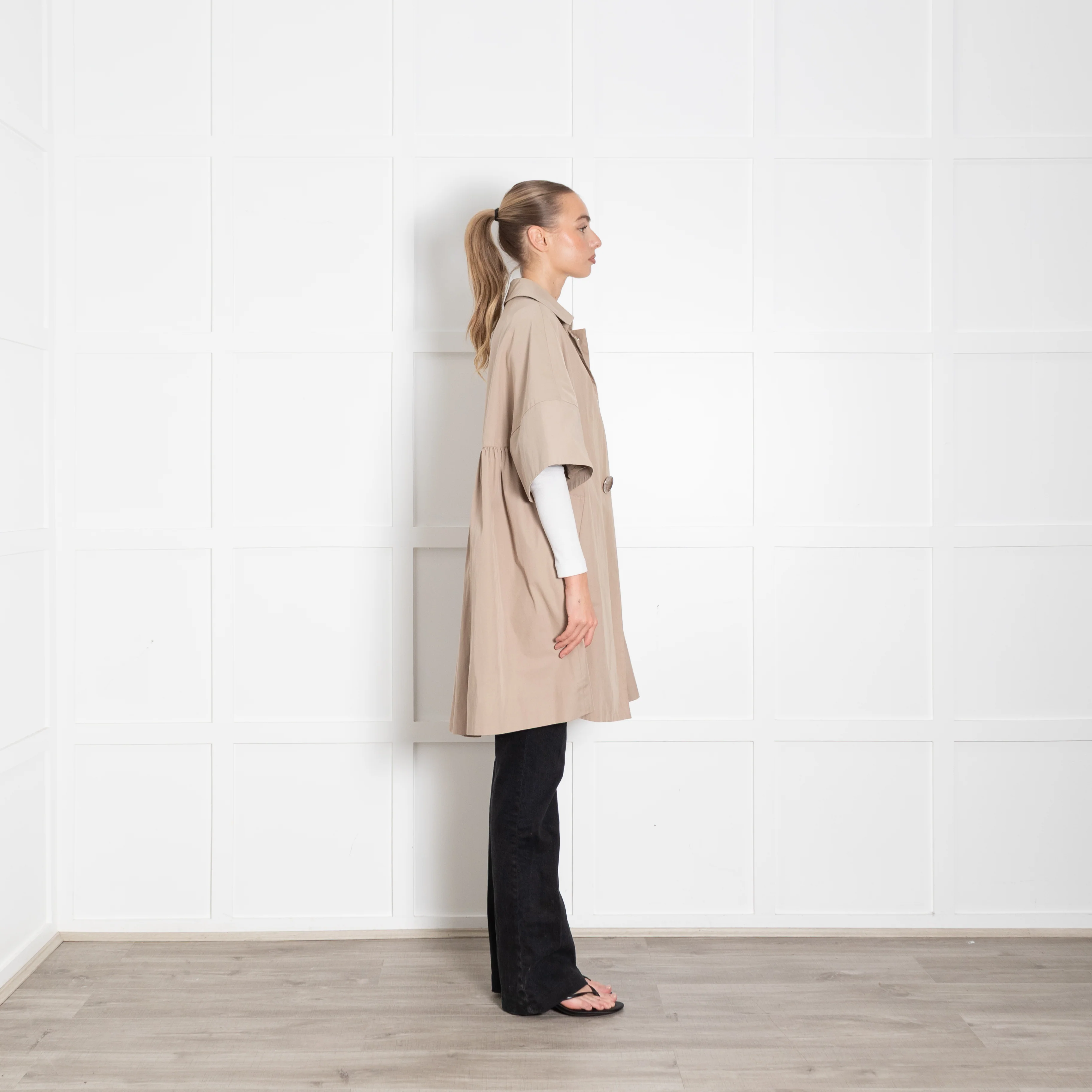 Sportmax Beige Trench Coat With Short Sleeves - Image 6