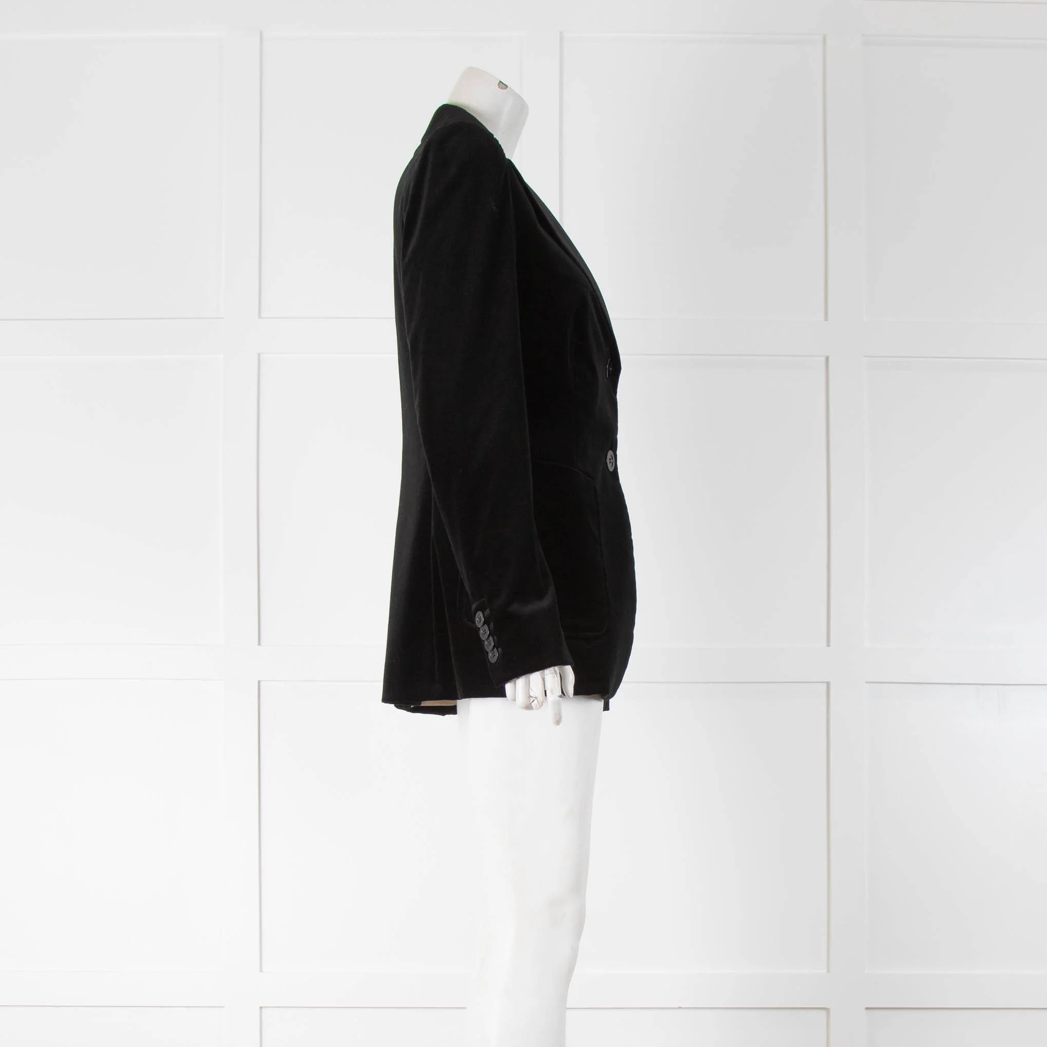 Sportmax Black Velvet Blazer Silk Collar - Image 2