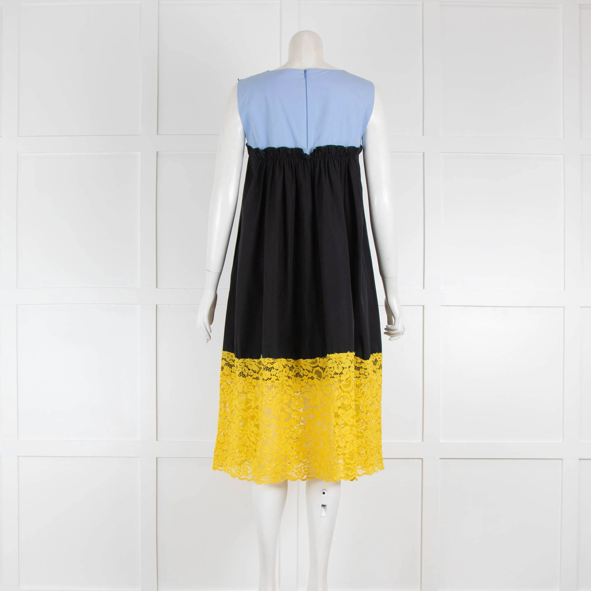 Sportmax Code Blue Black Yellow Lace Detail Sleeveless Dress - Image 2