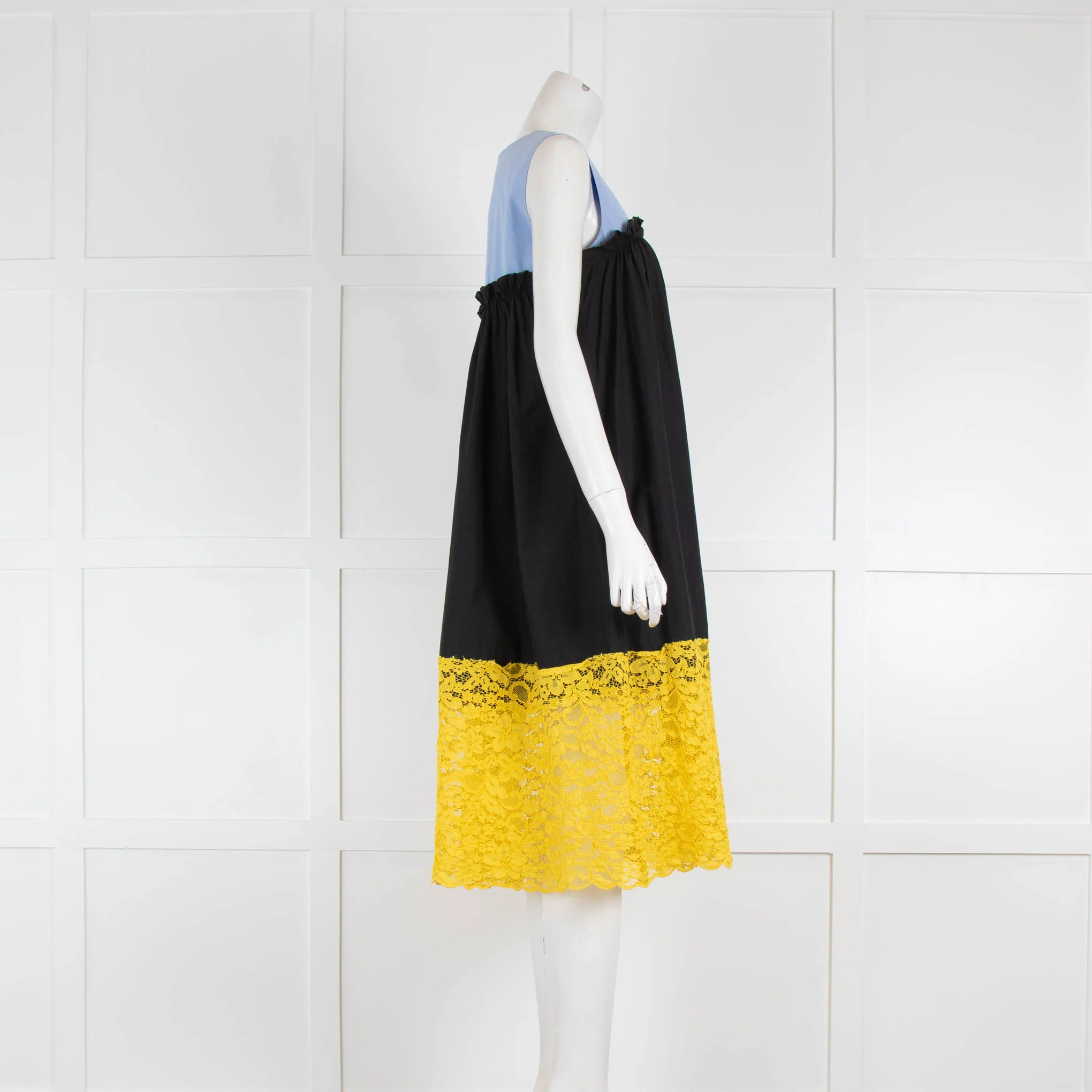 Sportmax Code Blue Black Yellow Lace Detail Sleeveless Dress - Image 3