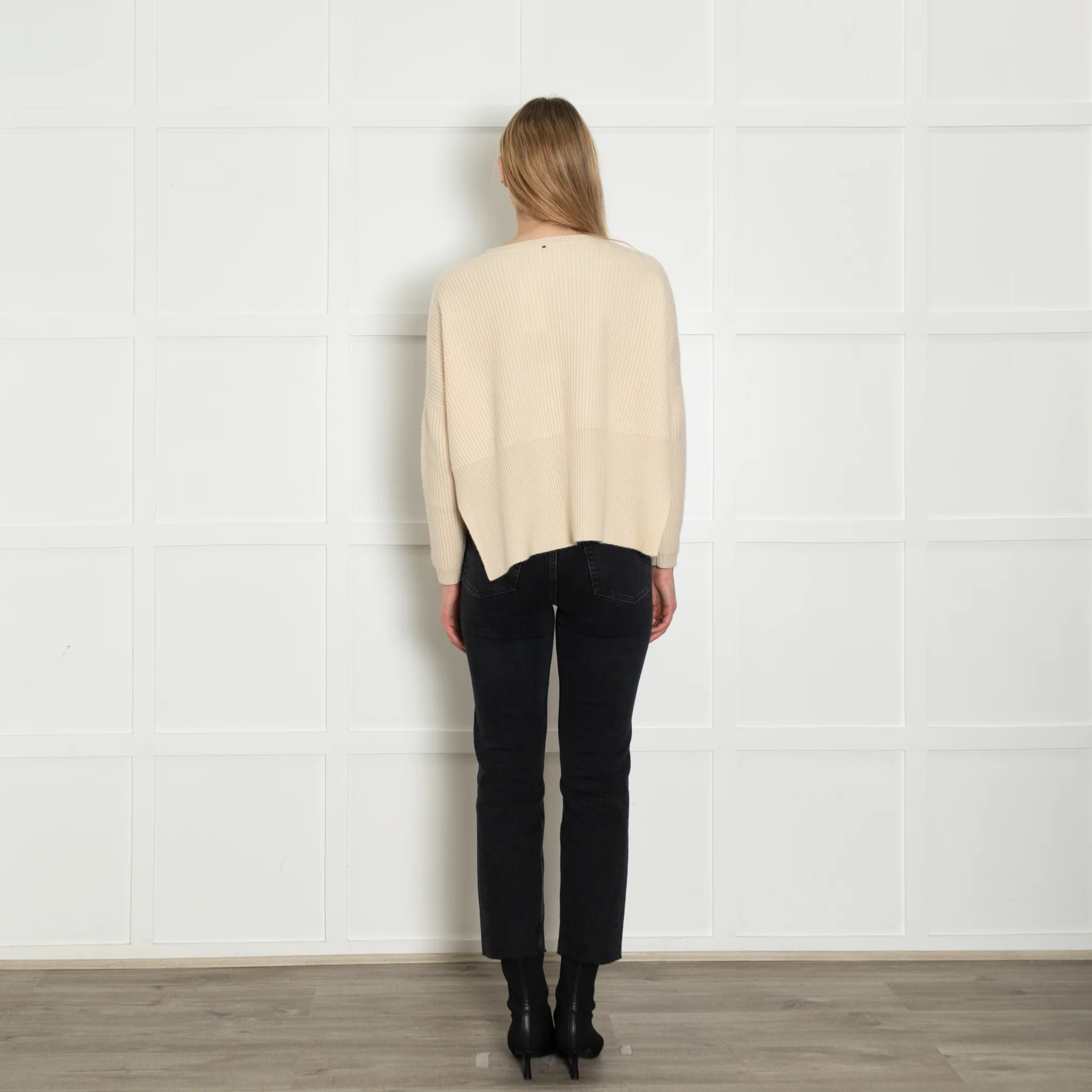 Sportmax Cream Ribbed Oversized Cashmere Sweater - Image 5