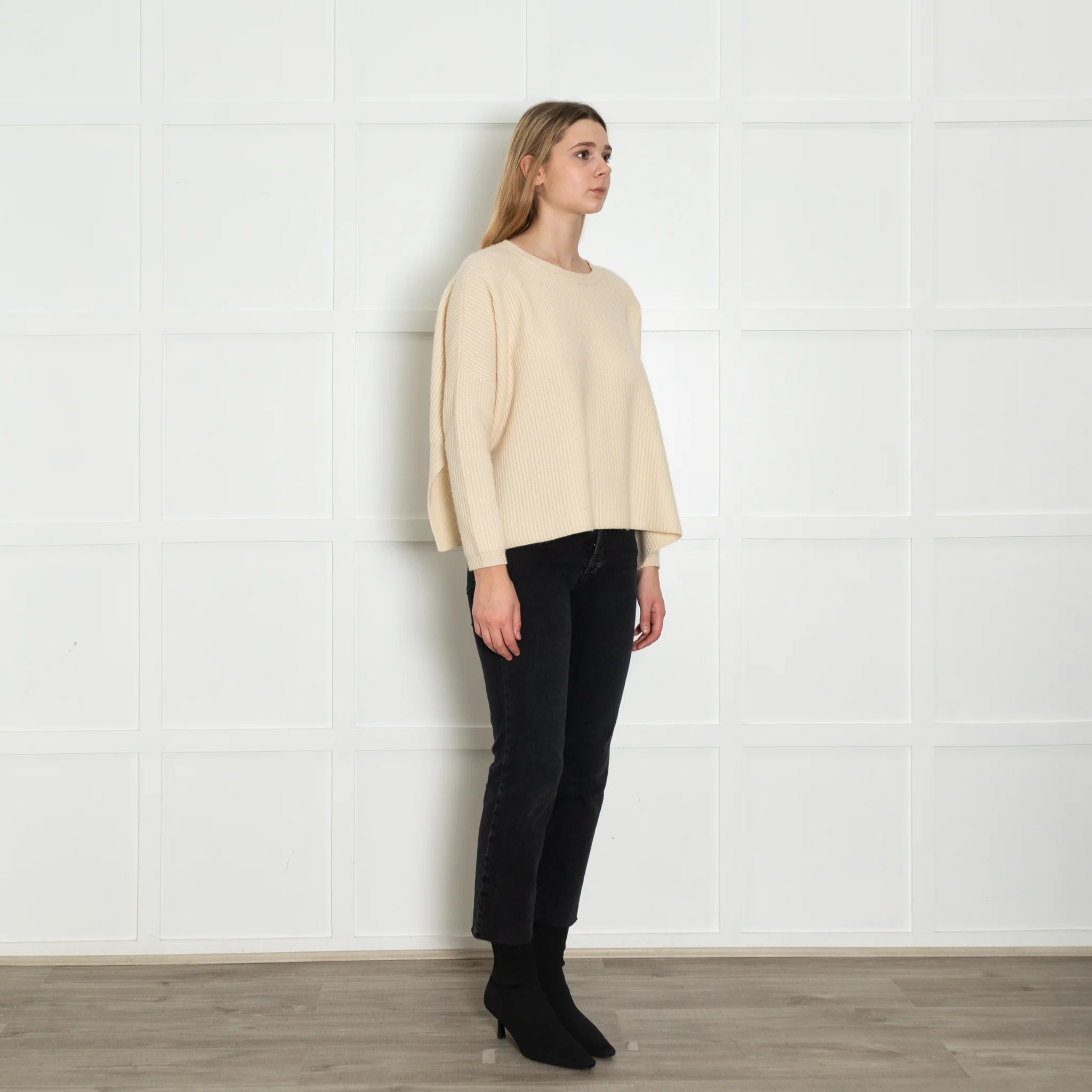 Sportmax Cream Ribbed Oversized Cashmere Sweater - Image 7