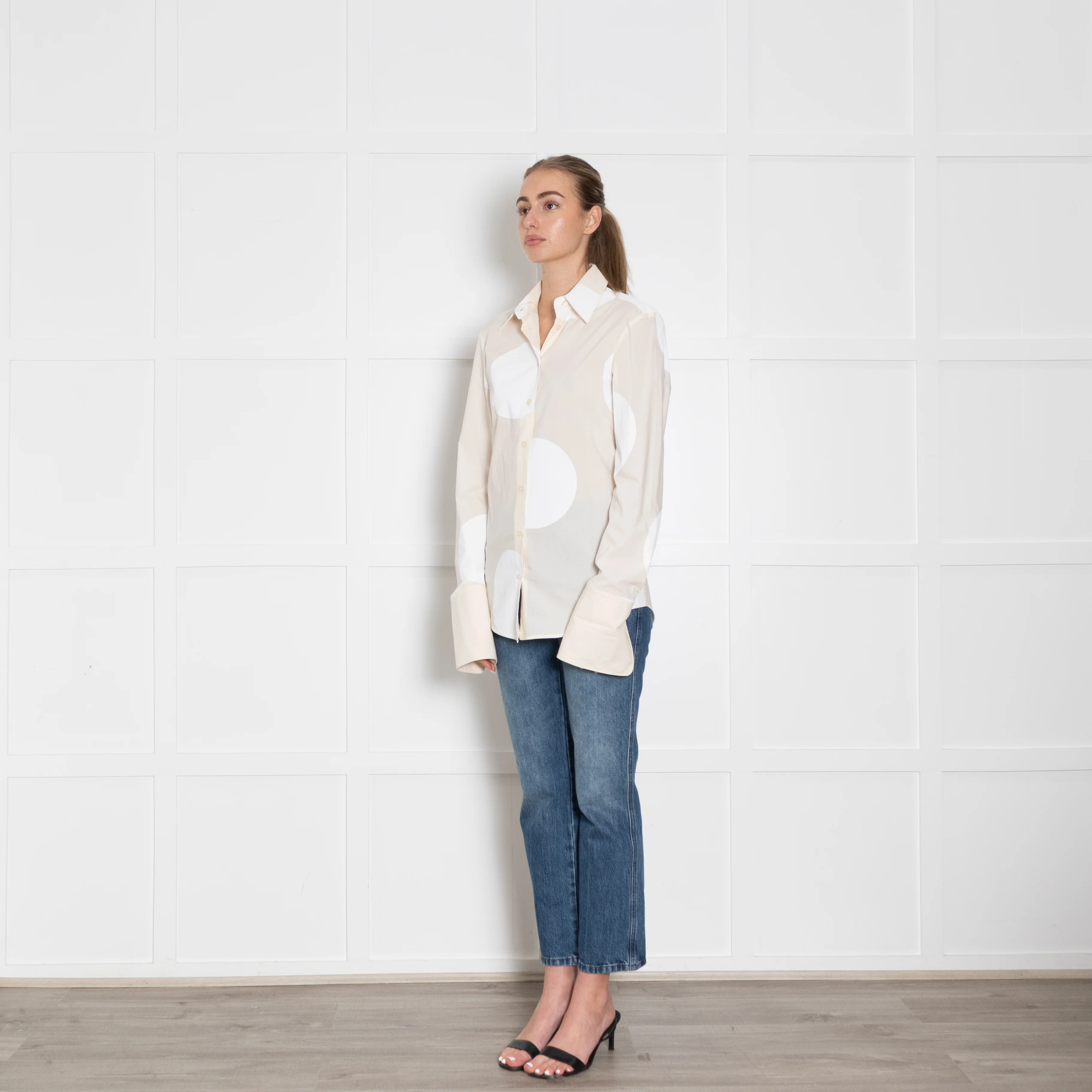 Sportmax Cream White Large Spot Print Shirt - Image 3