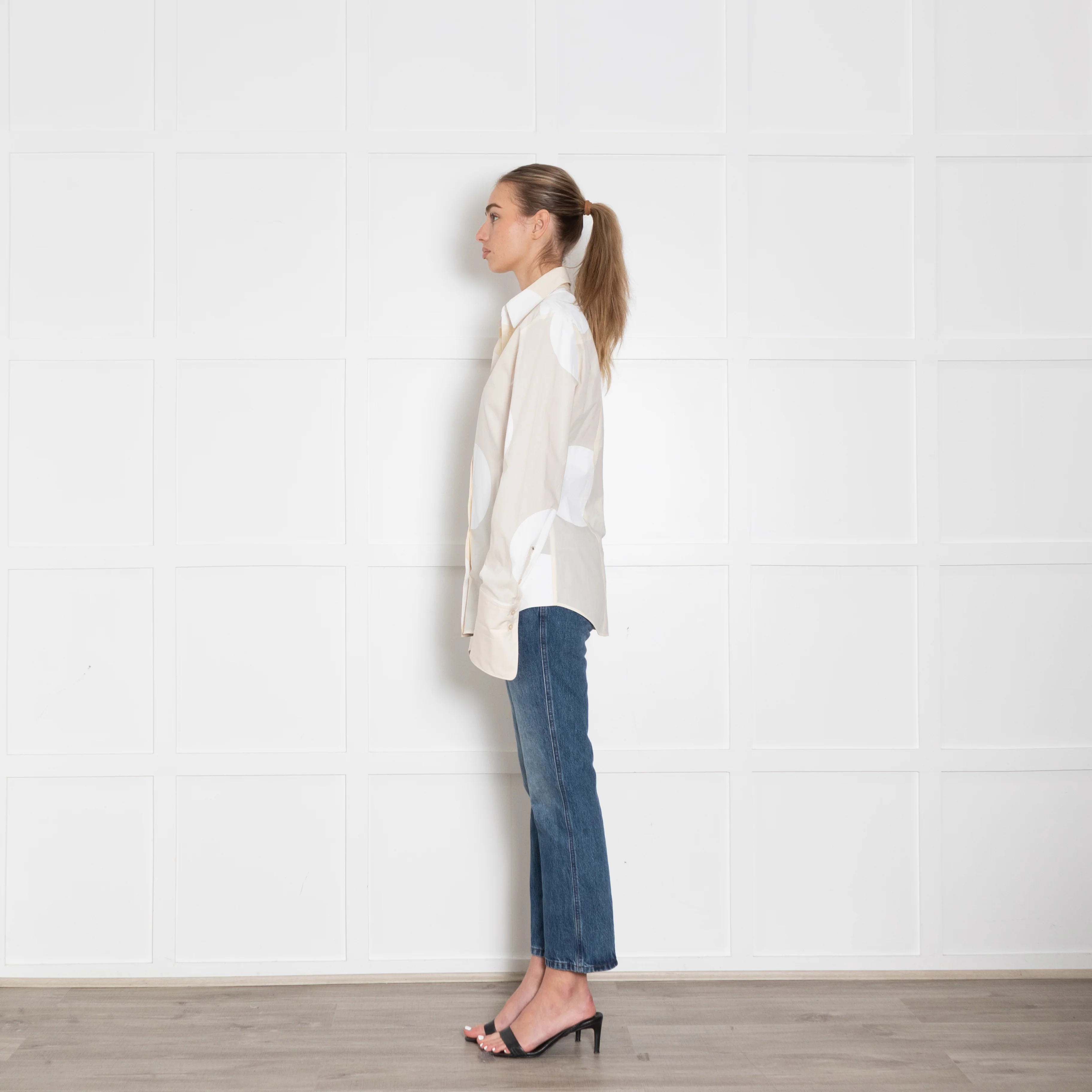 Sportmax Cream White Large Spot Print Shirt - Image 4