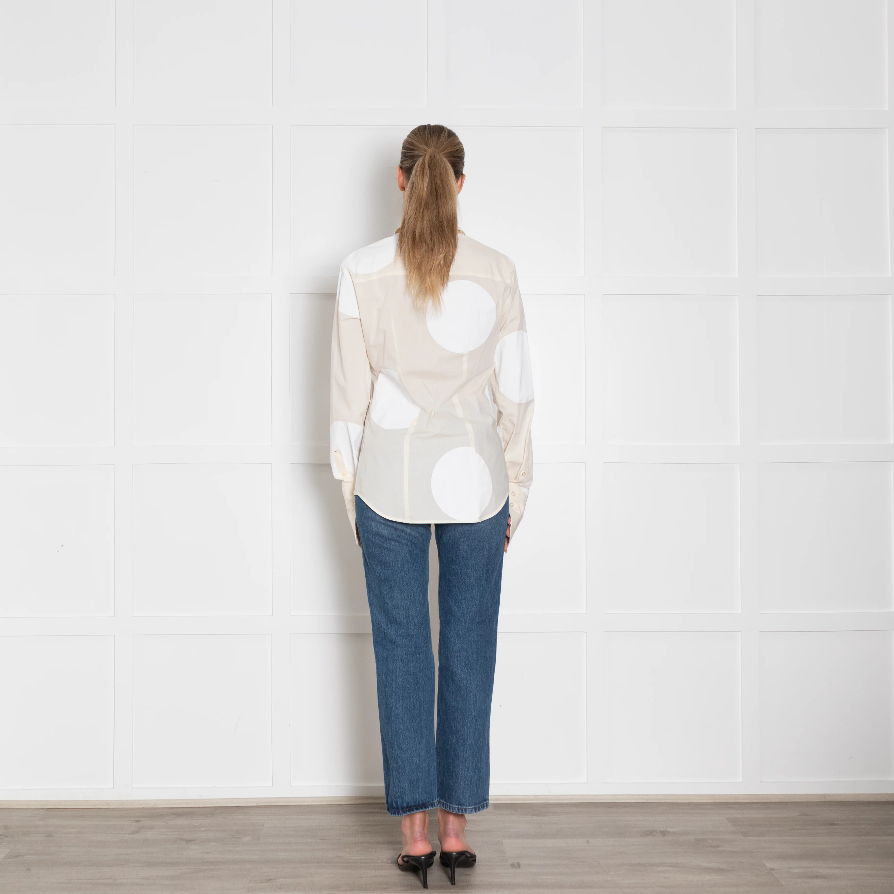 Sportmax Cream White Large Spot Print Shirt - Image 5