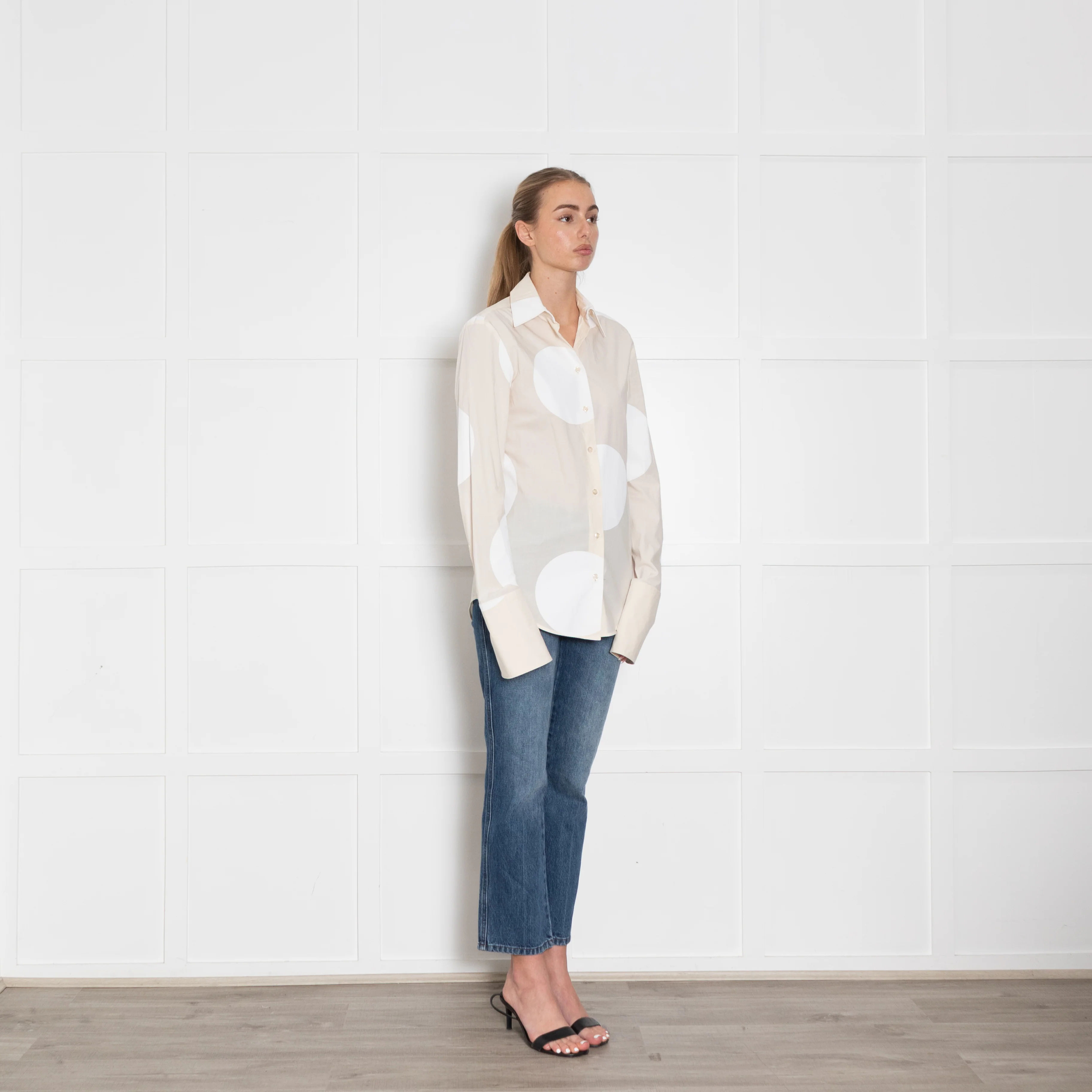 Sportmax Cream White Large Spot Print Shirt - Image 7