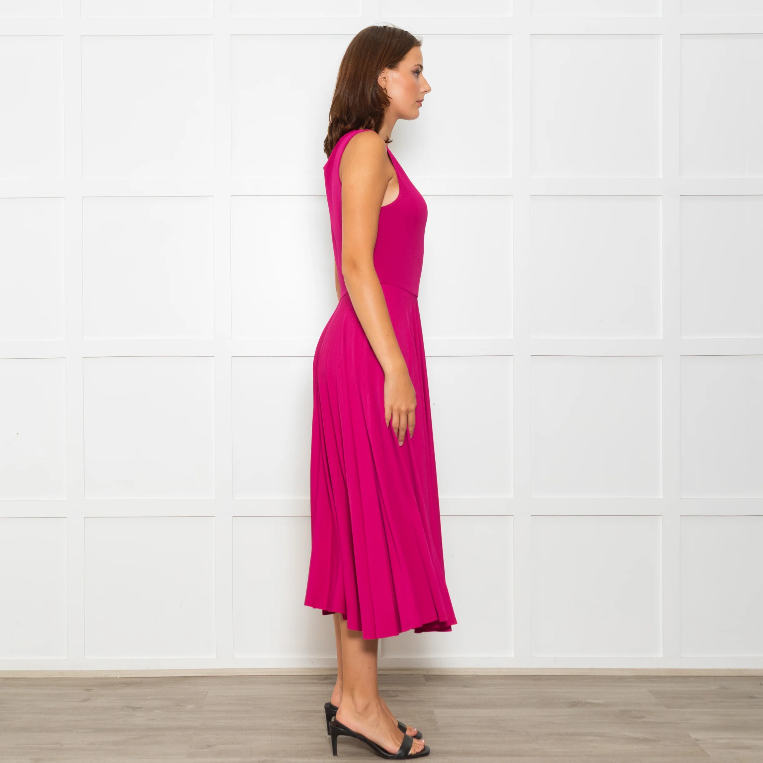 Sportmax Pink Stretch Jersey Sleeveless Midi Dress - Image 6