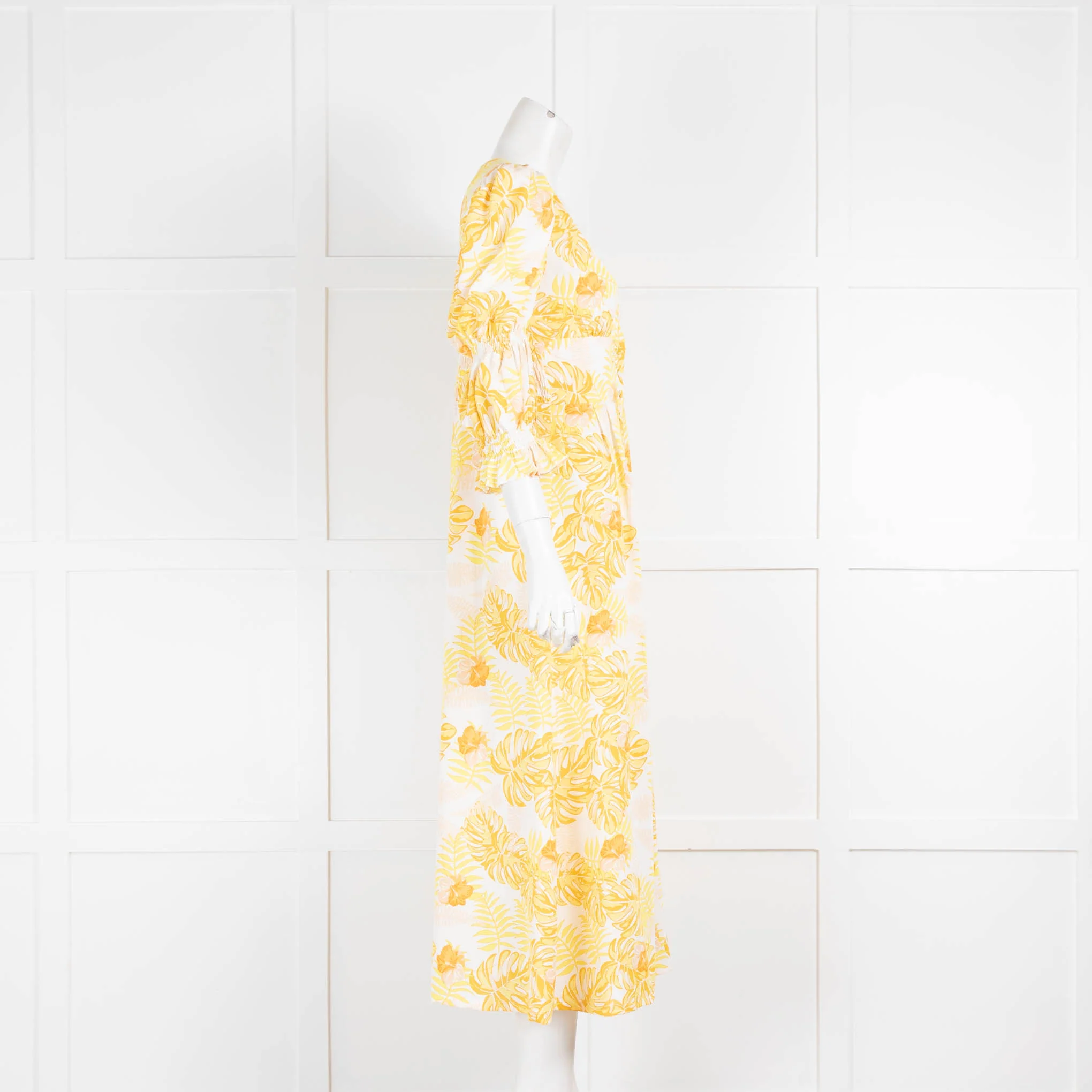 Springtime in Brooklyn Yellow Palm Maxi Dress - Image 2