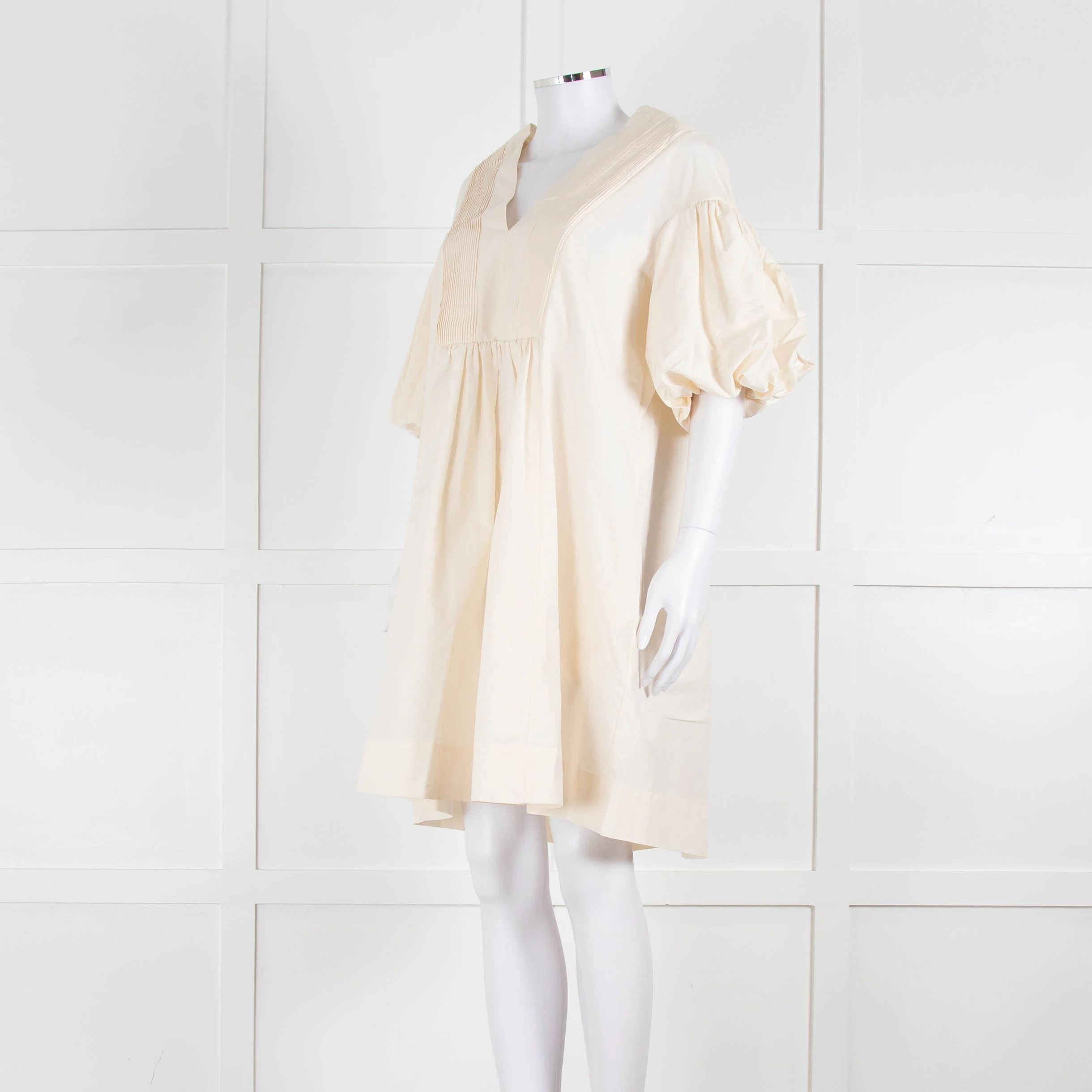 Ssone Cream Cotton Puff Sleeve Tunic Dress - Image 8