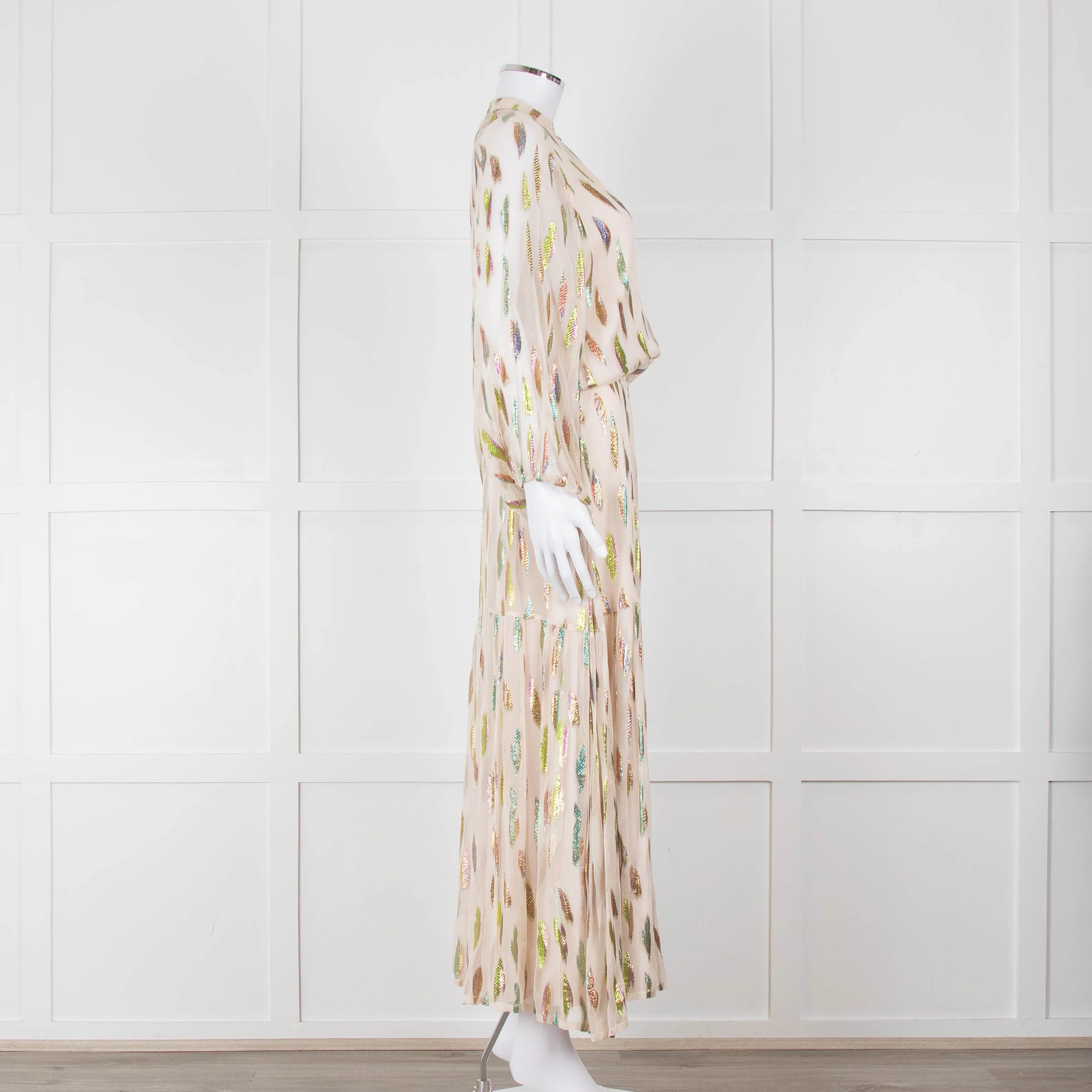 Stardust Pale Pink Metallic Feather Design Dress - Image 3