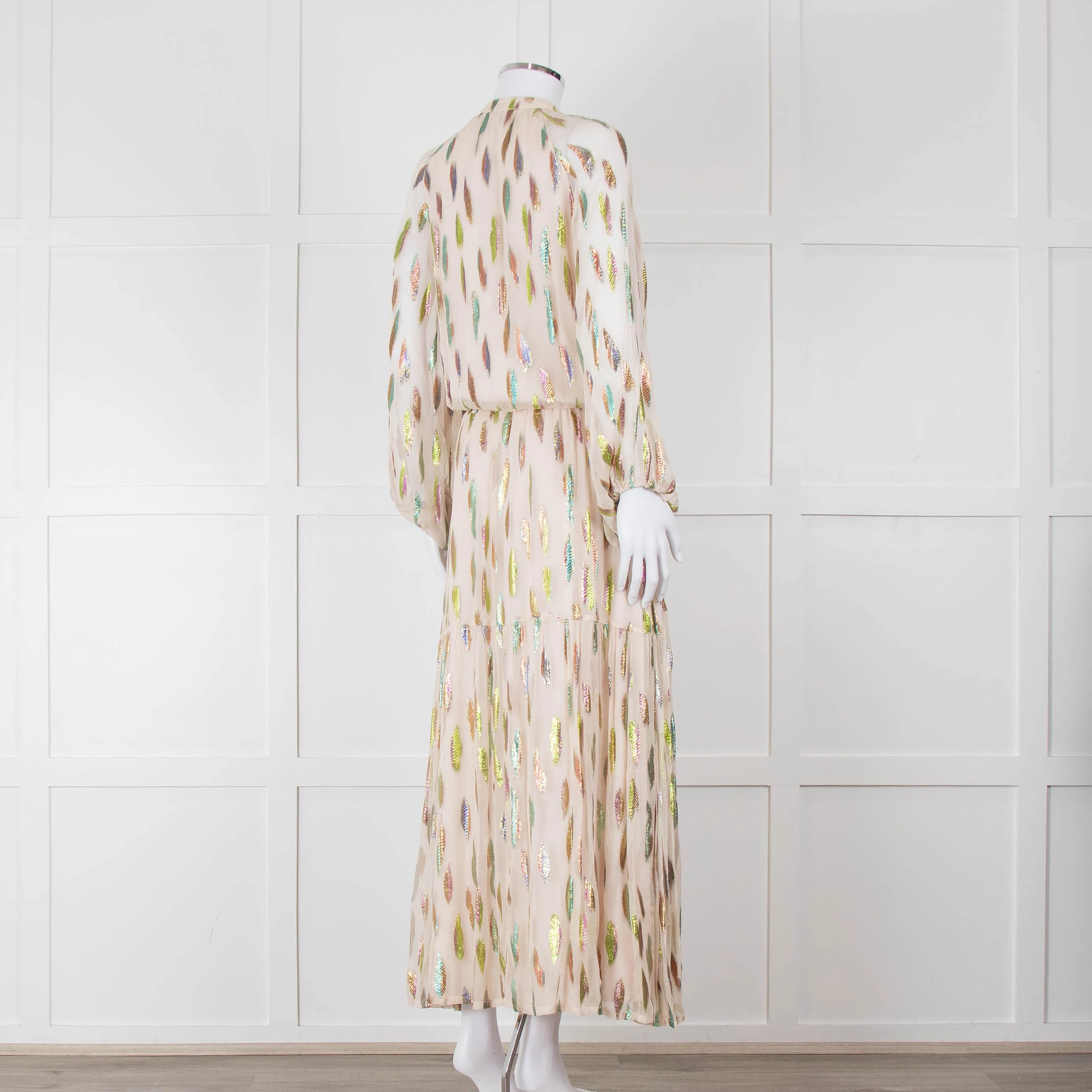 Stardust Pale Pink Metallic Feather Design Dress - Image 4