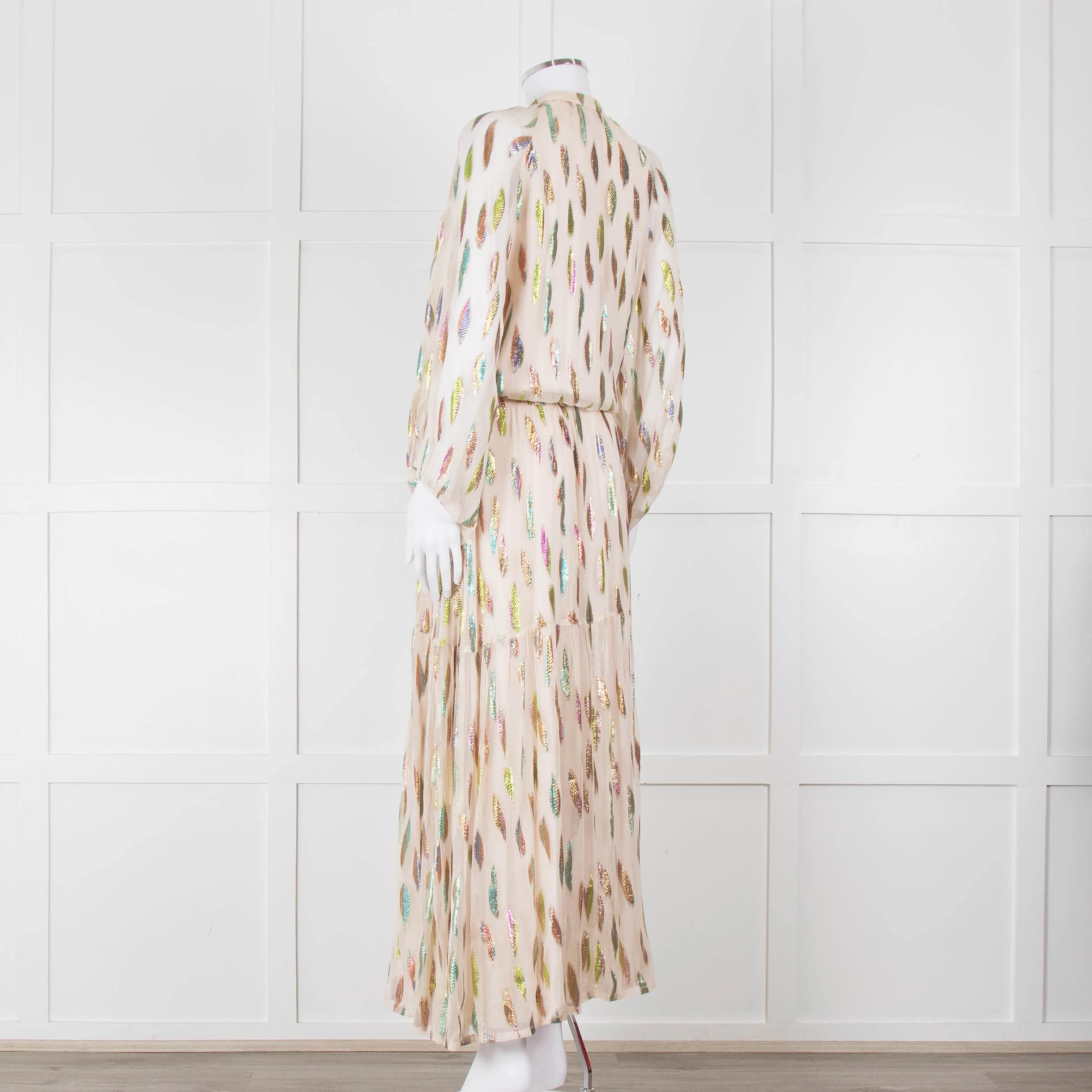 Stardust Pale Pink Metallic Feather Design Dress - Image 6