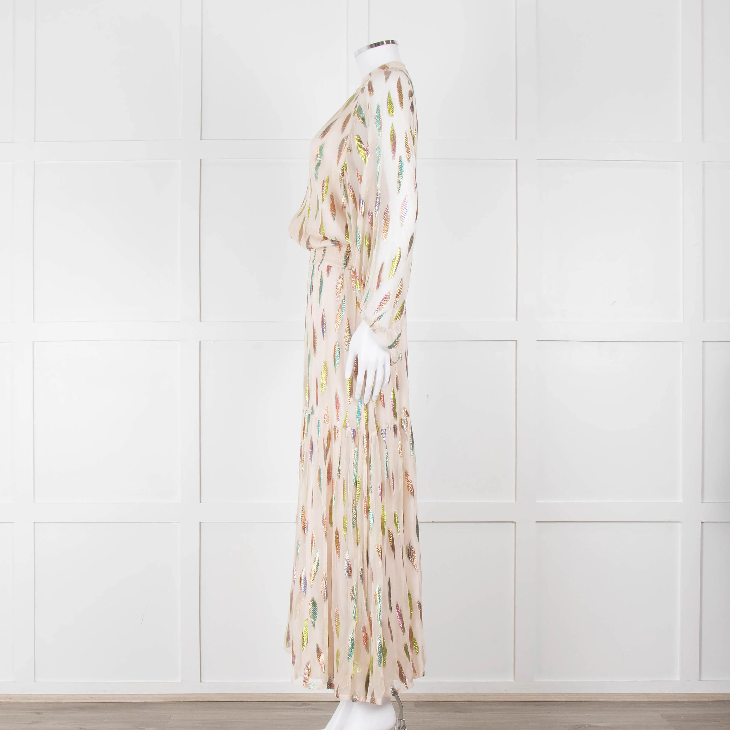 Stardust Pale Pink Metallic Feather Design Dress - Image 7