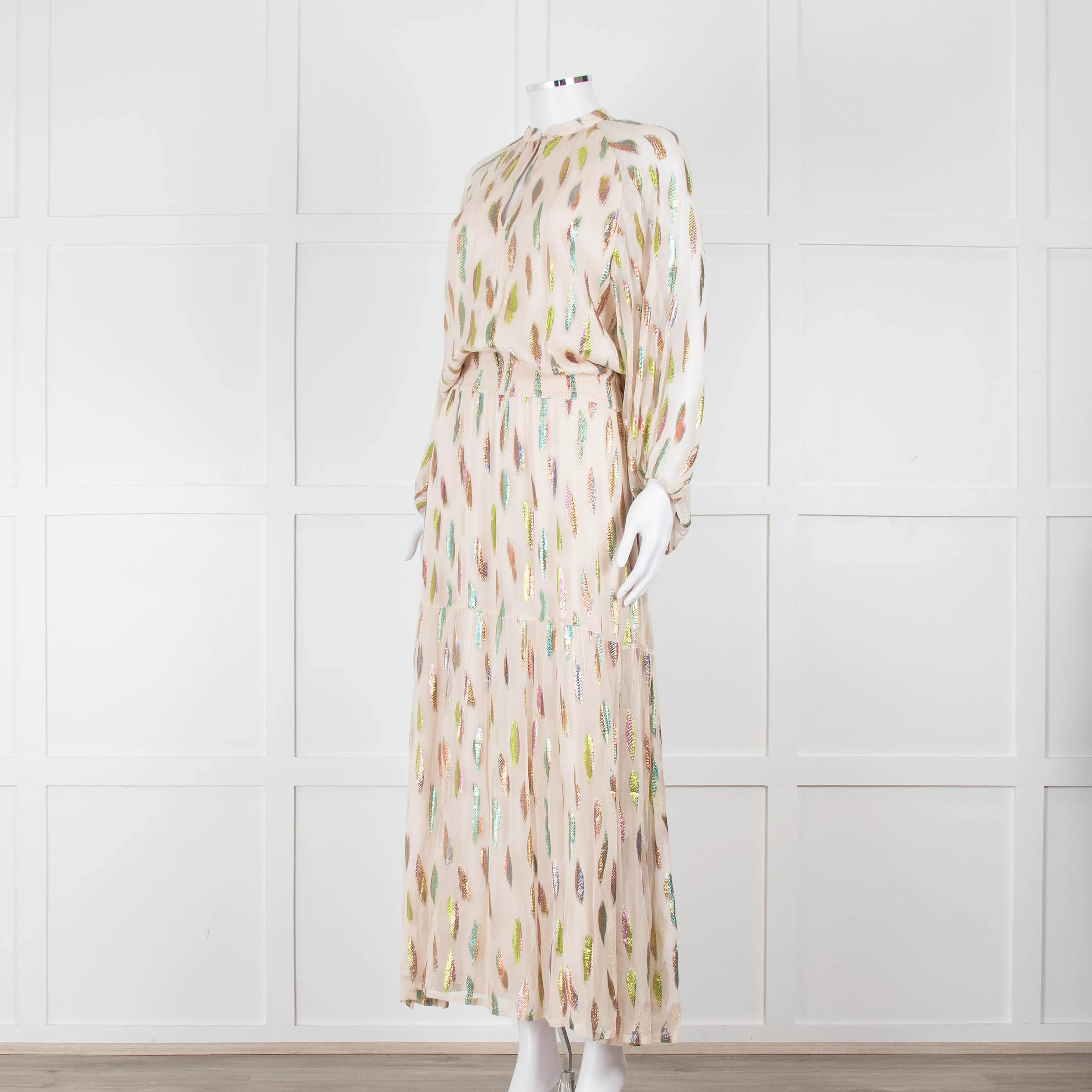 Stardust Pale Pink Metallic Feather Design Dress - Image 8