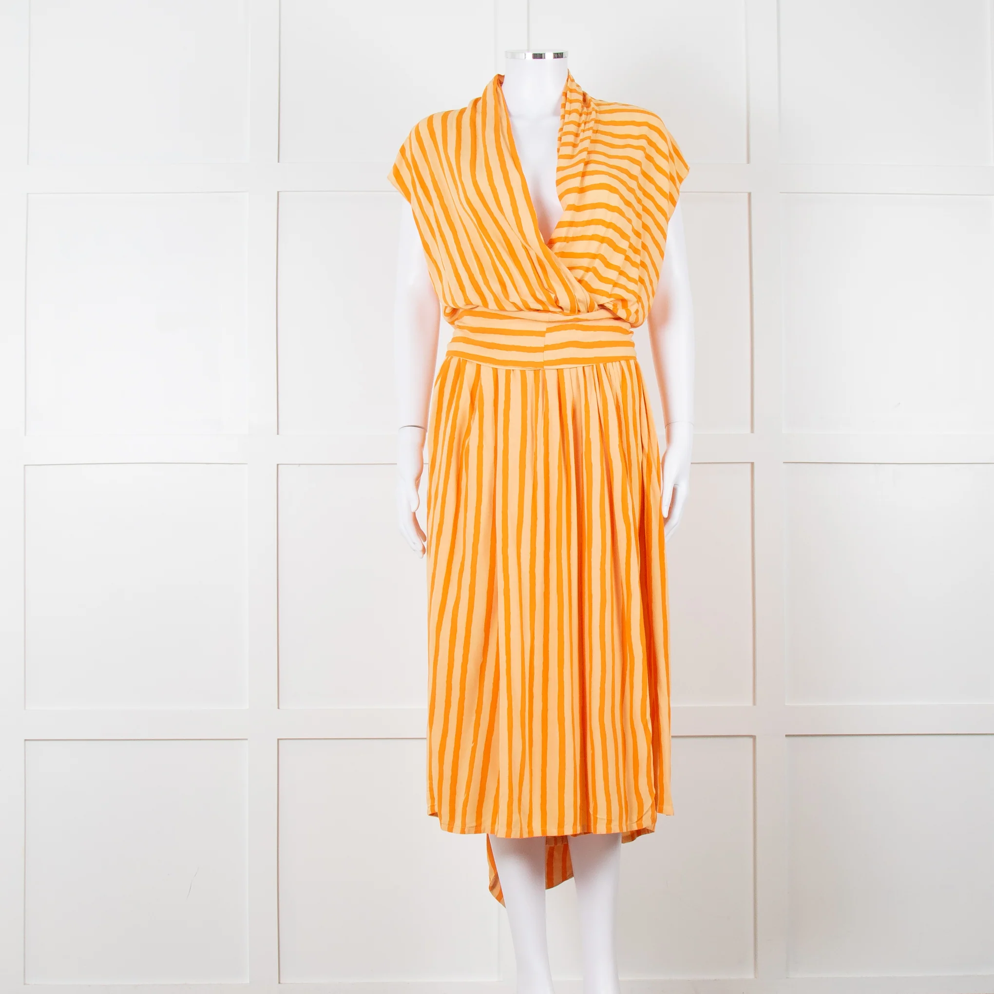 State Of Georgia The Point Dress Long Orange Film Stripe