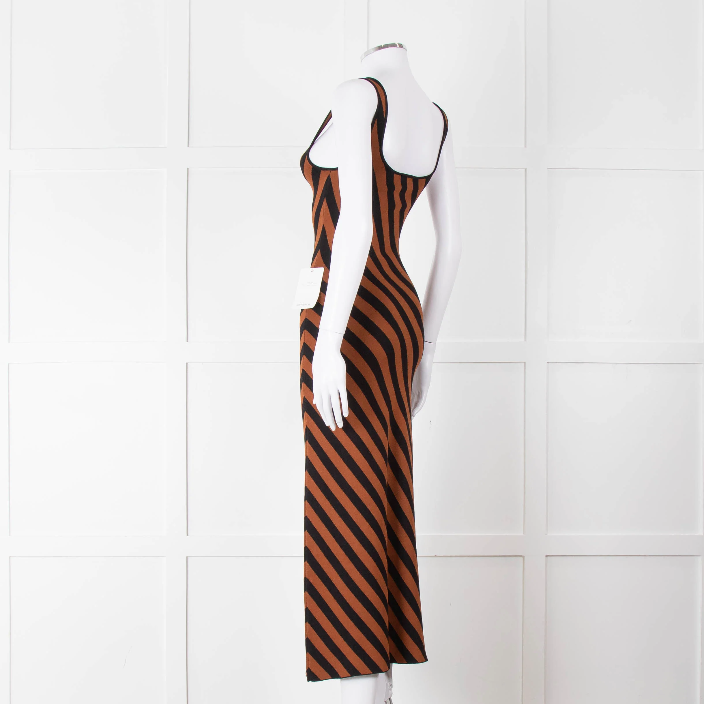 Staud Brown Black Striped Stretchy Sleeveless Dress - Image 6