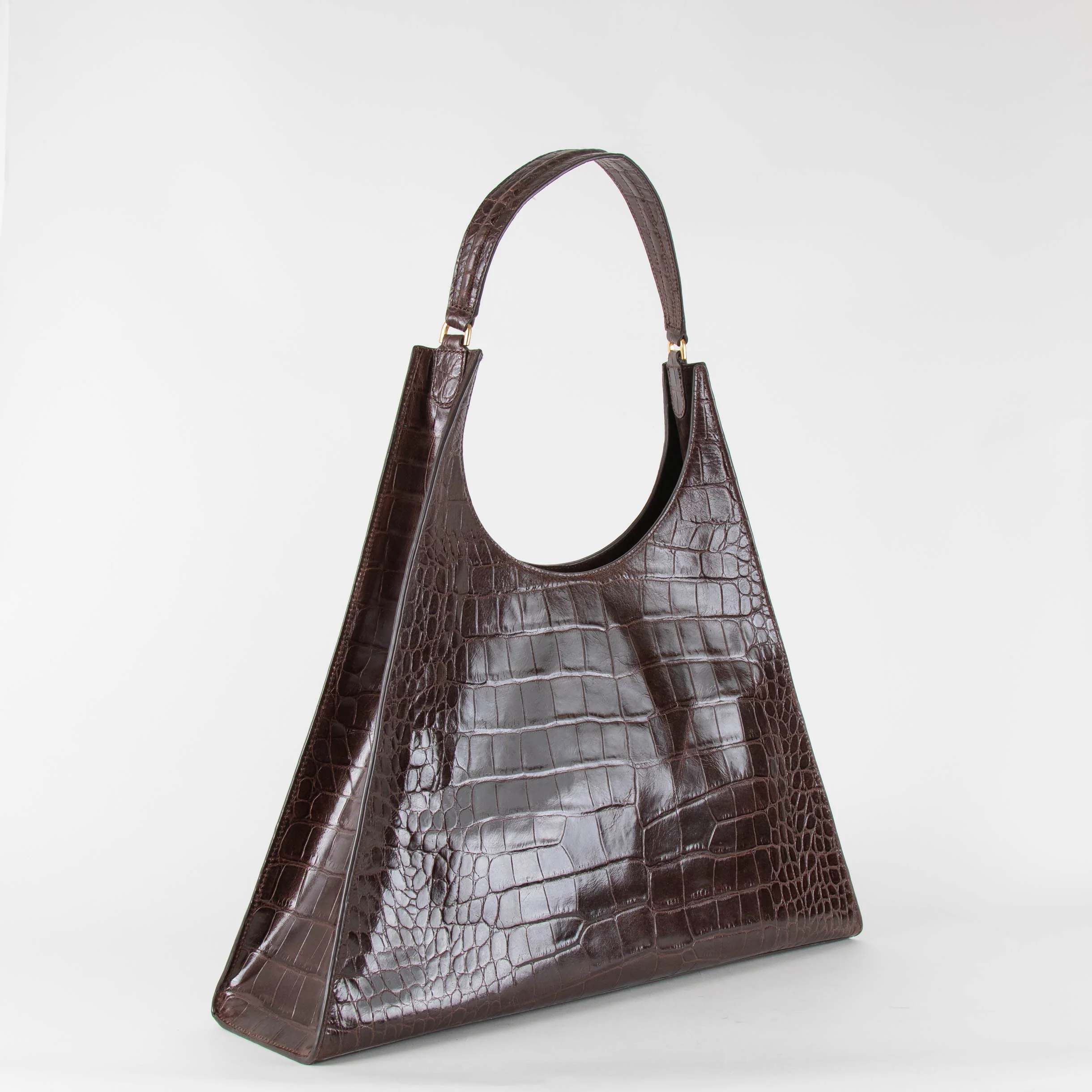 Staud Brown Croc Effect Rey Bag - Image 2