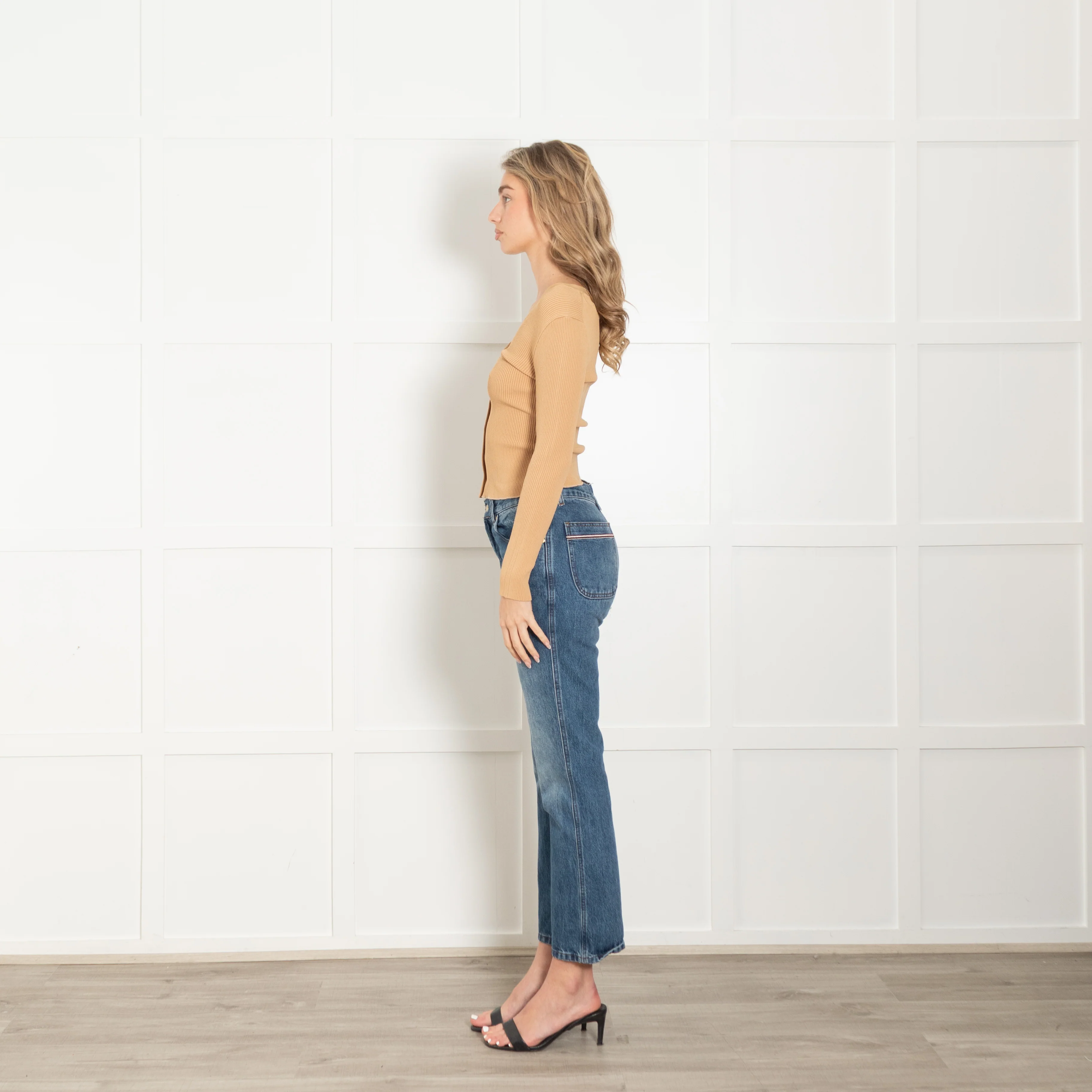 Staud Caramel Ribbed Off The Shoulder Cardigan - Image 4