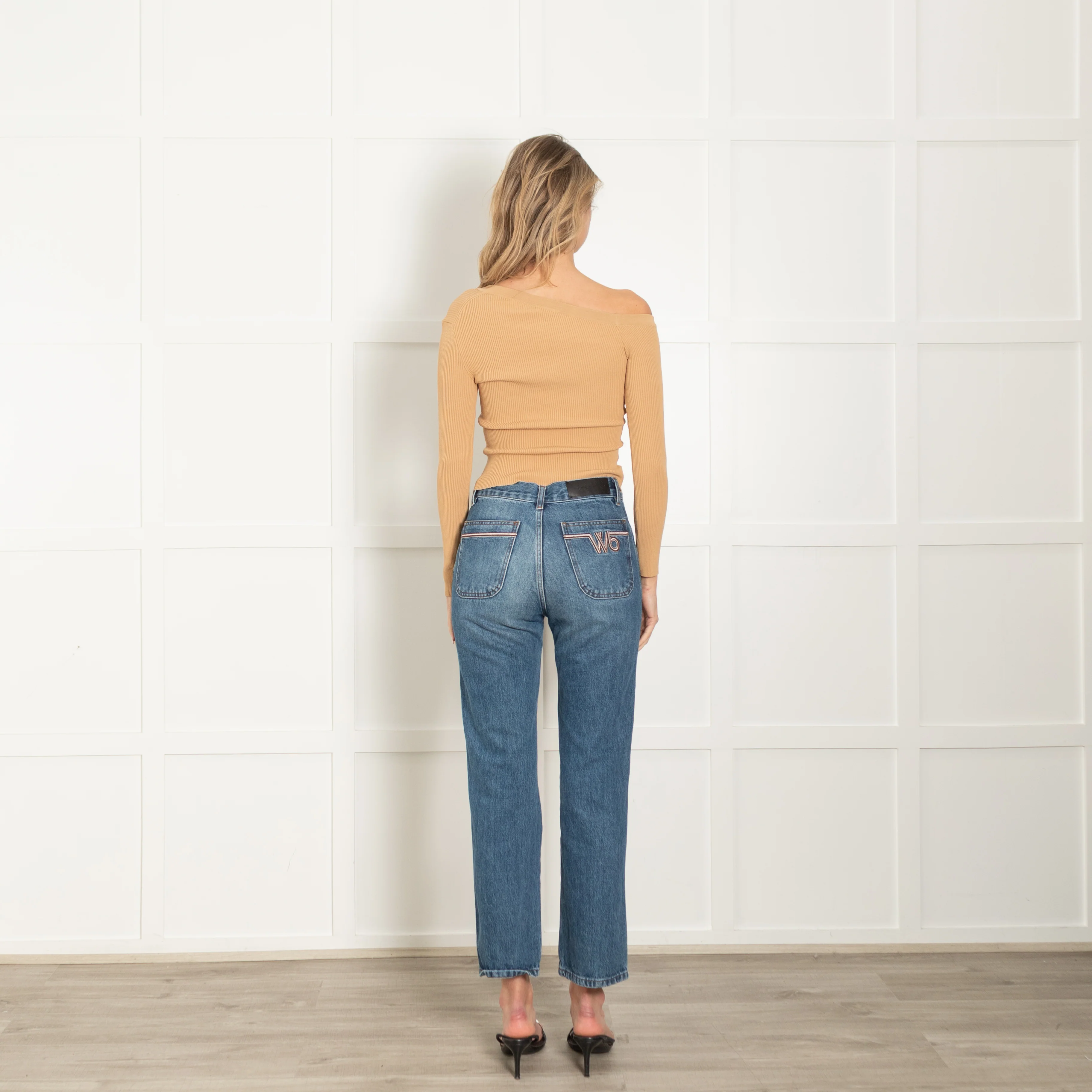 Staud Caramel Ribbed Off The Shoulder Cardigan - Image 5