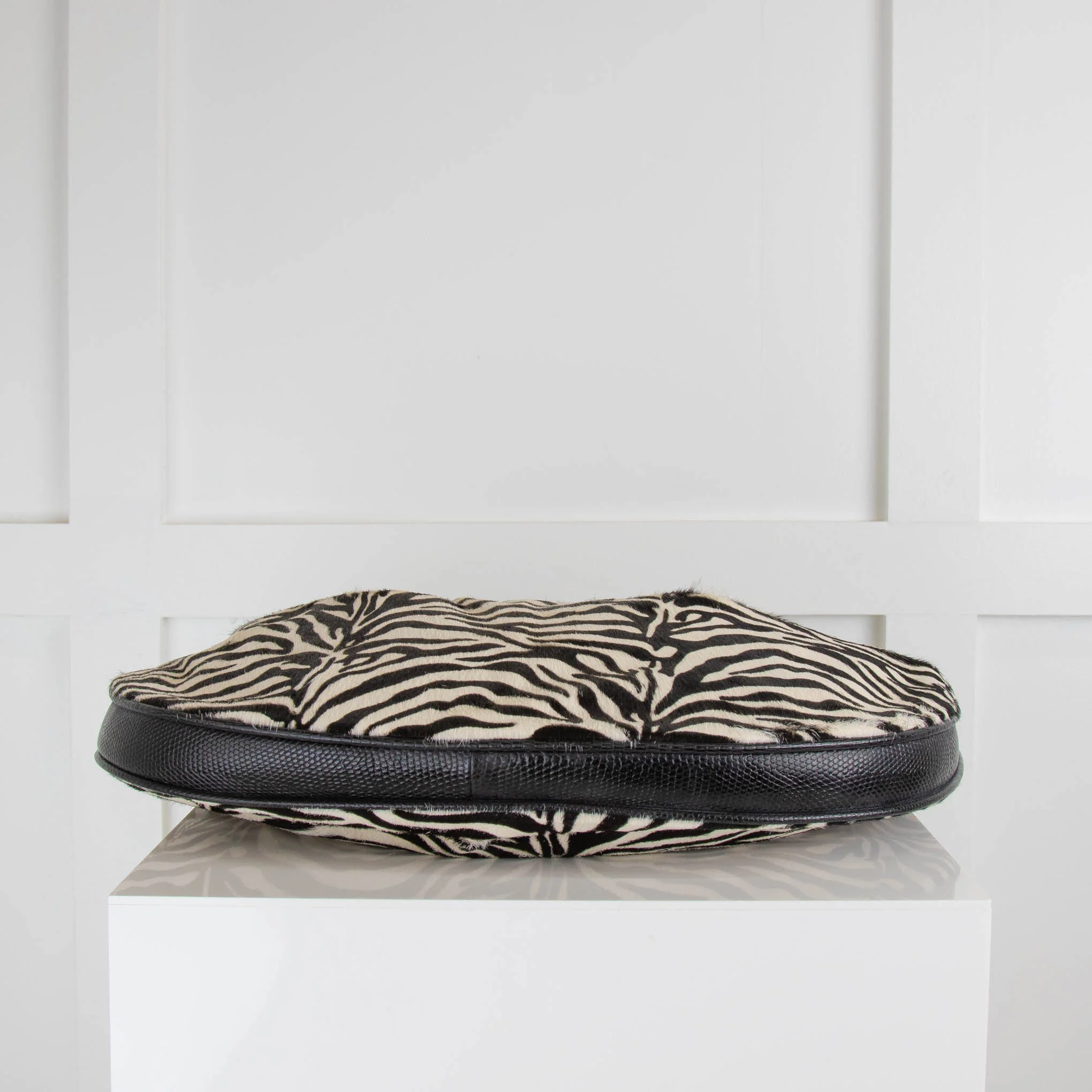 Staud Sasha Textured Leather Trimmed Zebra Print Shoulder Bag - Image 6